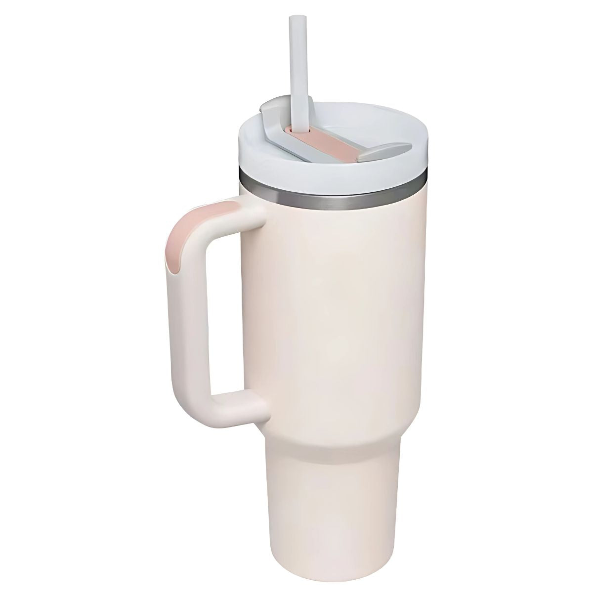 Botella de agua termo de 40oz. Vaso térmico de acero inoxidable. Color rosado claro.