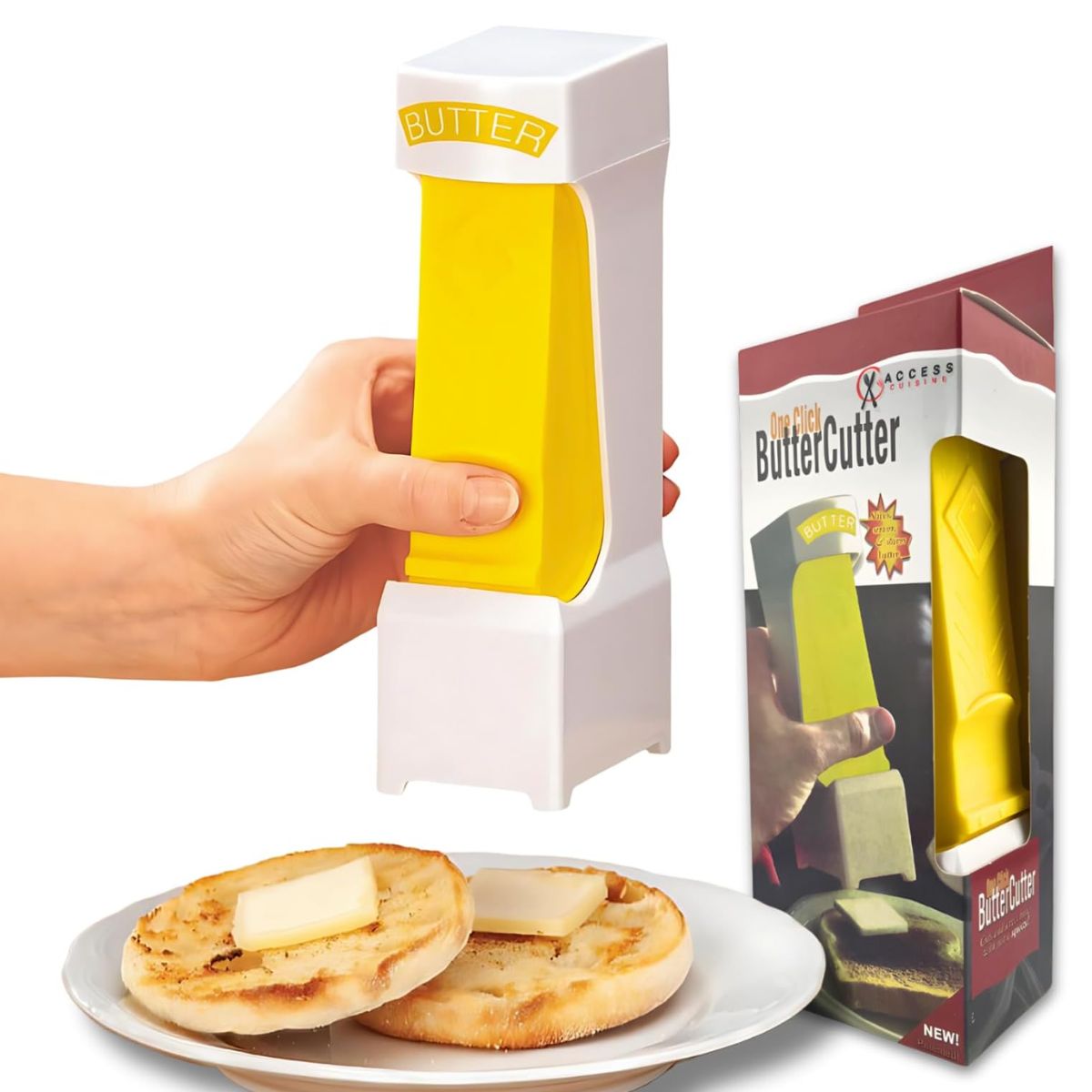 Dispensador de barra Mantequilla con Cortador. Rebanador de mantequilla en barra con un clic.