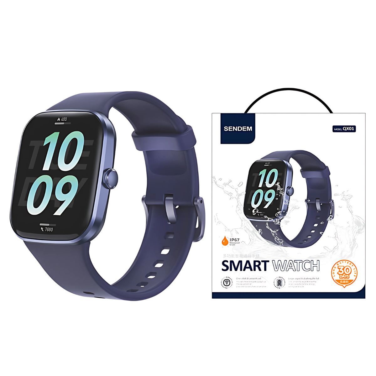 Smartwatch con Llamadas y Pantalla HD 2.1”. Reloj Inteligente IP67. Con Monitor de Ritmo Cardíaco y Carga Magnética. Color Morado.