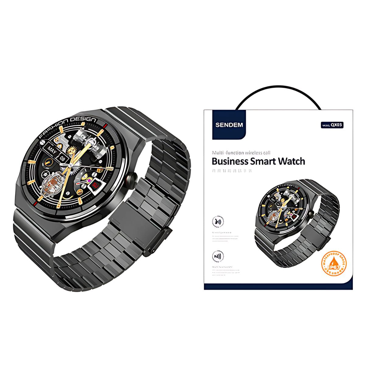 Smartwatch con Llamadas y Pantalla 3D curva HD 1.45”. Reloj Inteligente IP67. Con Monitor de Ritmo Cardíaco y Carga Magnética.
