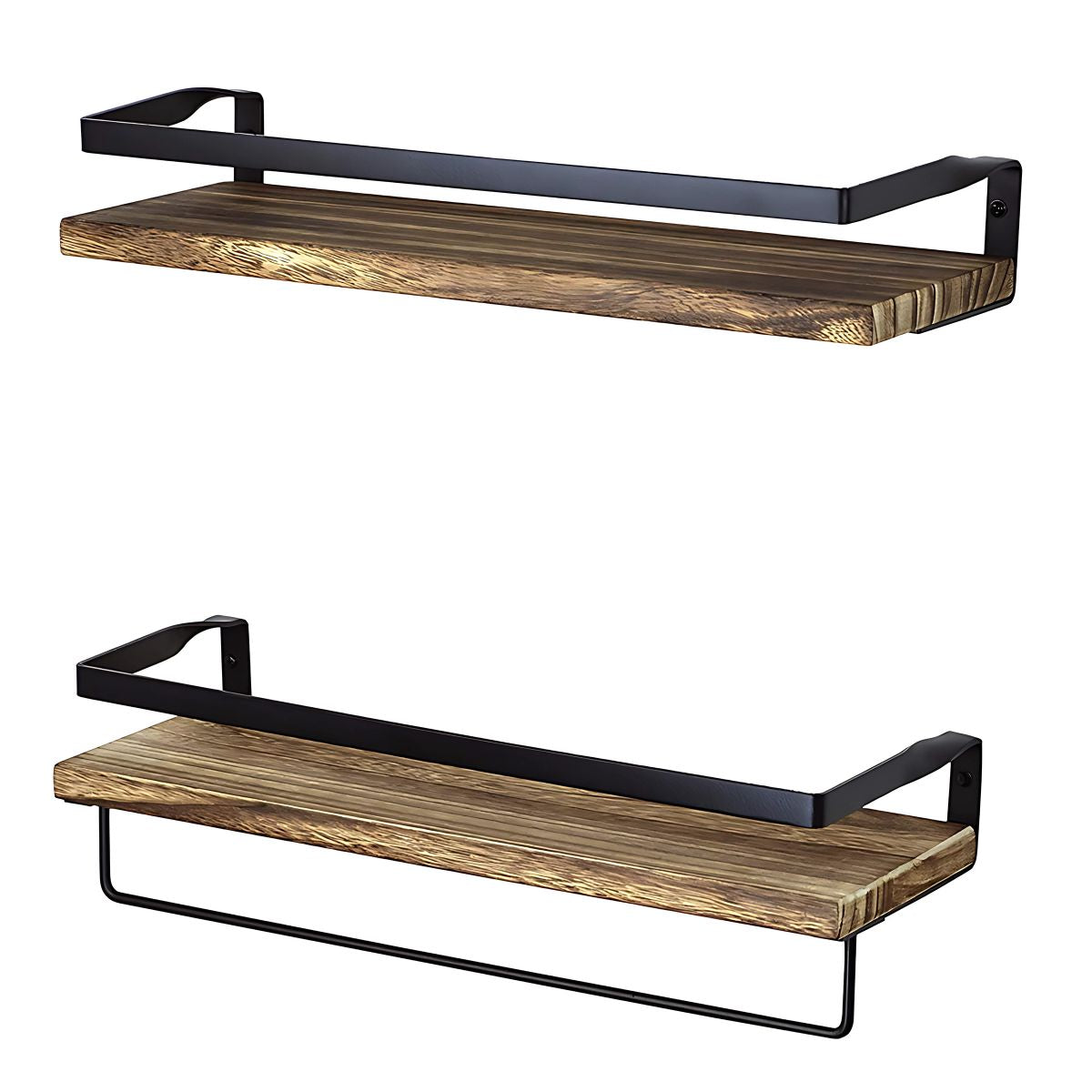 Repisas de pared. Estanterías flotantes (Set de 2 piezas). Tablillas color madera. Para baño o cocina