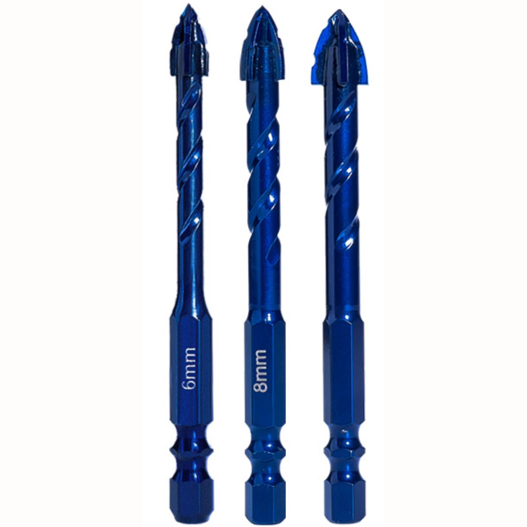 Brocas Punta De Flecha Para Vidrio, Azulejos porcelanato Y Cerámica. (Set De 3 Piezas) 6Mm, 8Mm, 10Mm.
