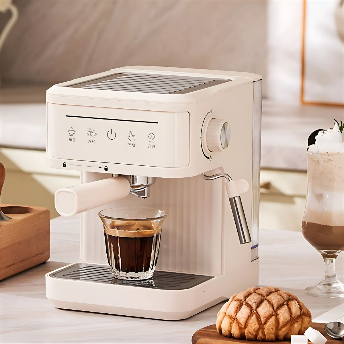 Máquina de café Espresso. Cafetera Multifuncional 20bar. Con espumador y pantalla táctil. Máquina de café.
