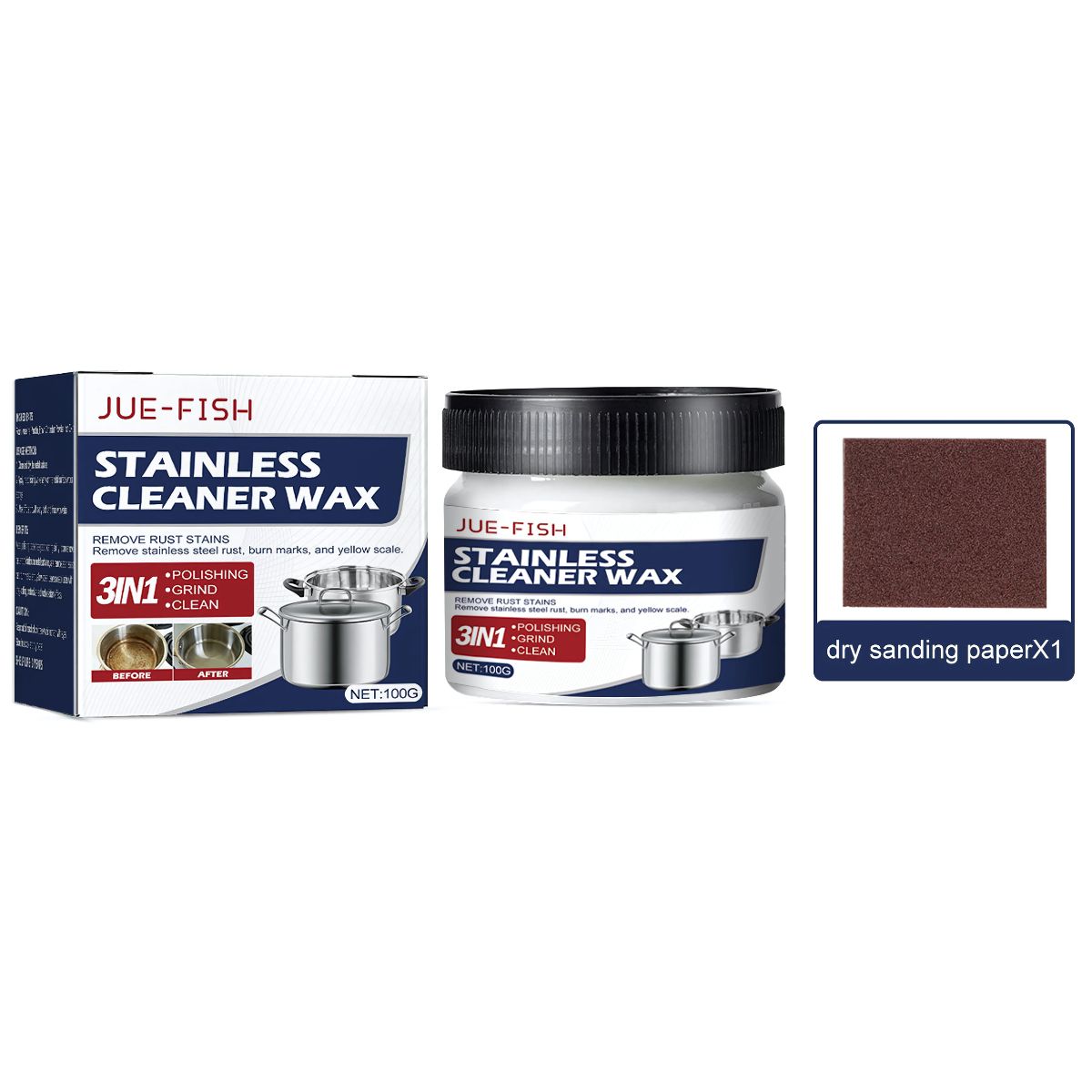 Cera crema Pulidora para Metales. (100g) Elimina el Óxido de Superficies Metálicas. Limpiador Pulir y Restaurador de Acero Inoxidable.