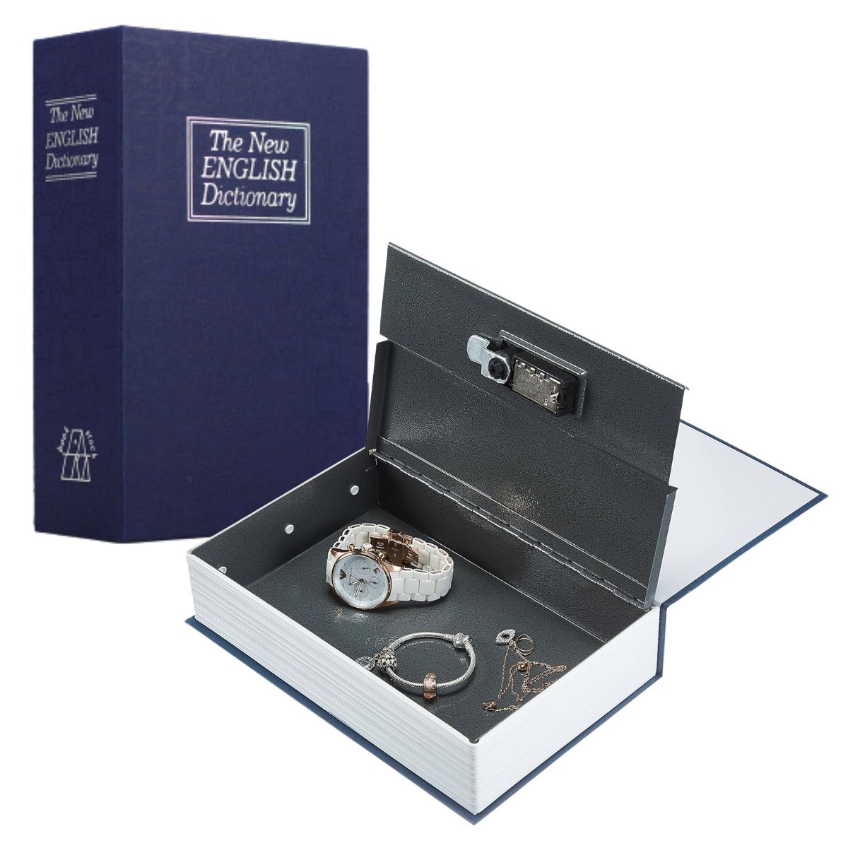 Caja Fuerte Libro con Cerradura de Combinación. Caja Para Dinero y Objetos de Valor.
