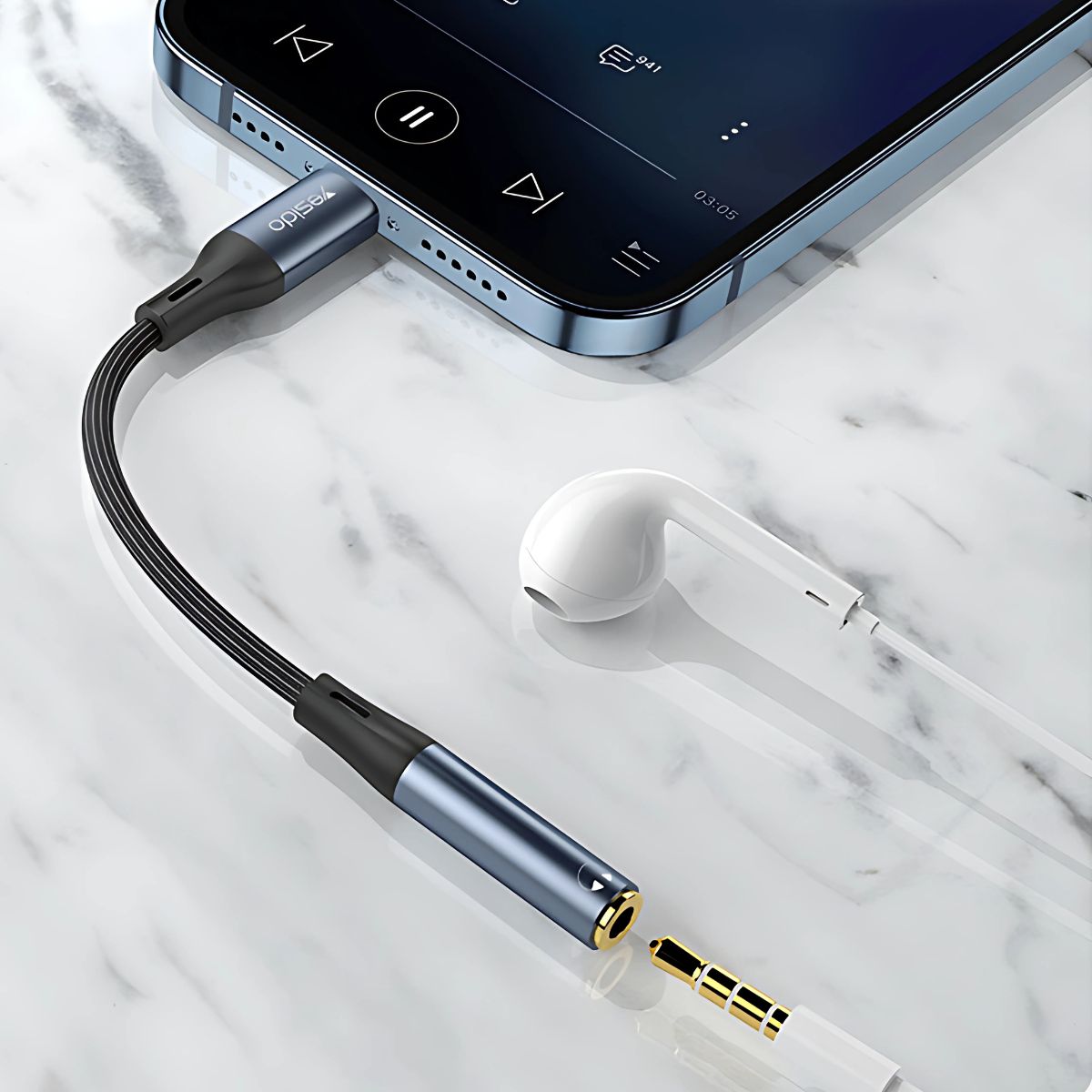 Adaptador Lightning Y Jack 3.5Mm. Plug & Play. Cable Ideal Para Apple: Iphone & Ipad. Largo: 12cm.