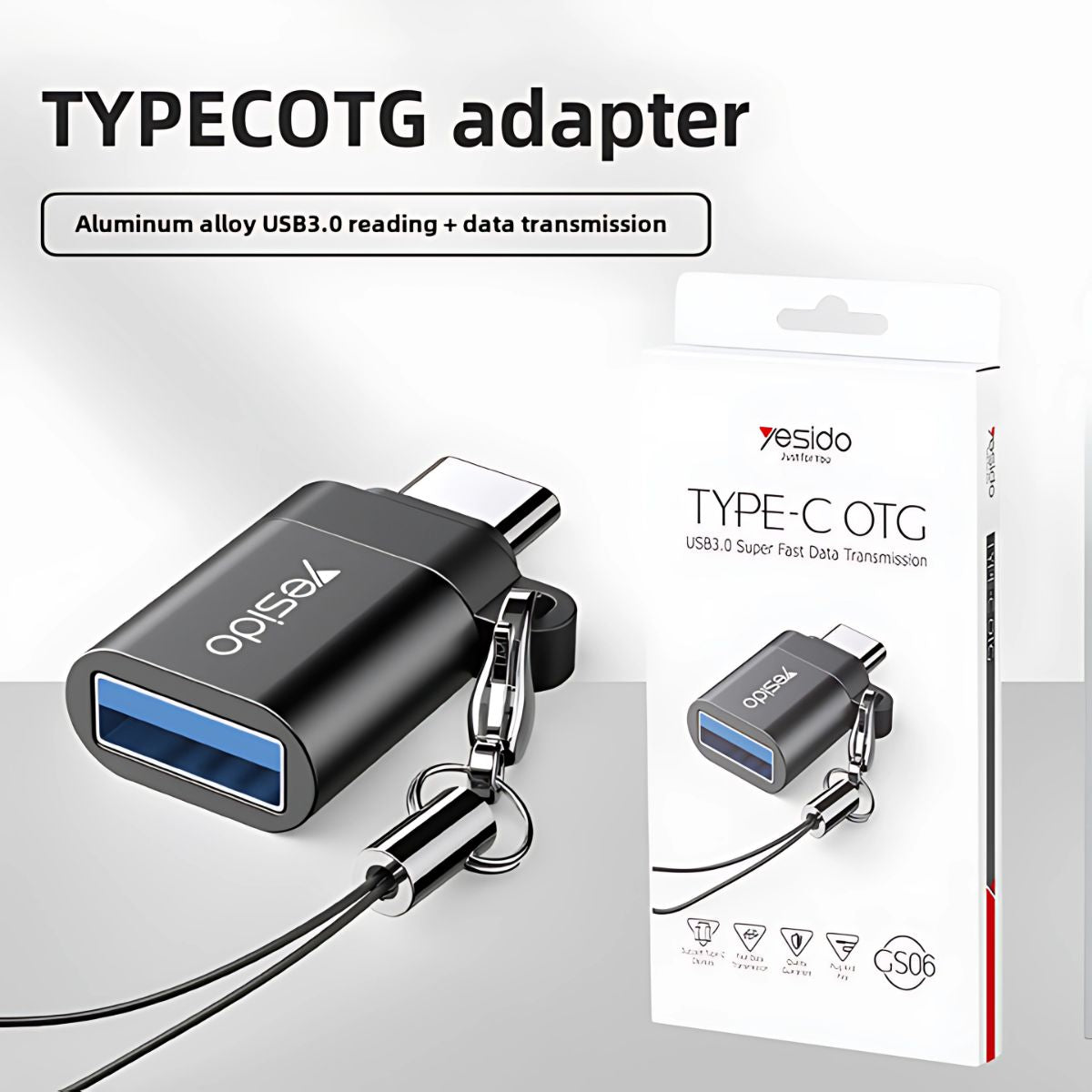 Adaptador OTG Tipo C para Transferencia Rápida USB. Ideal para celulares y tablets.