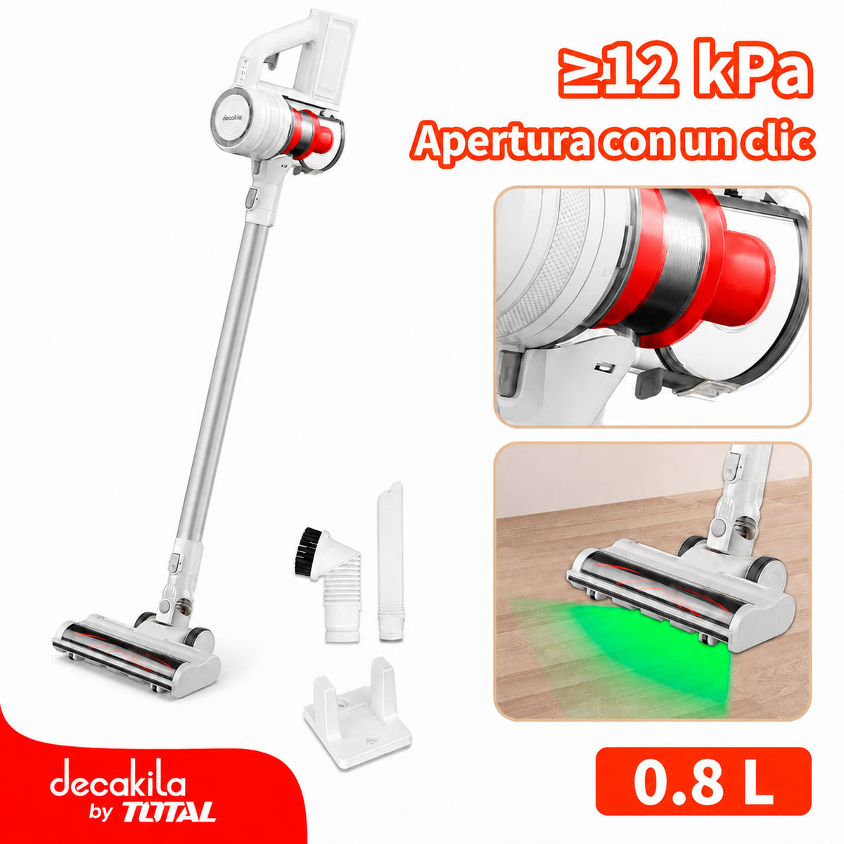 Aspiradora Inalámbrica 180W. Capacidad 0.8L. Batería de litio. 24V