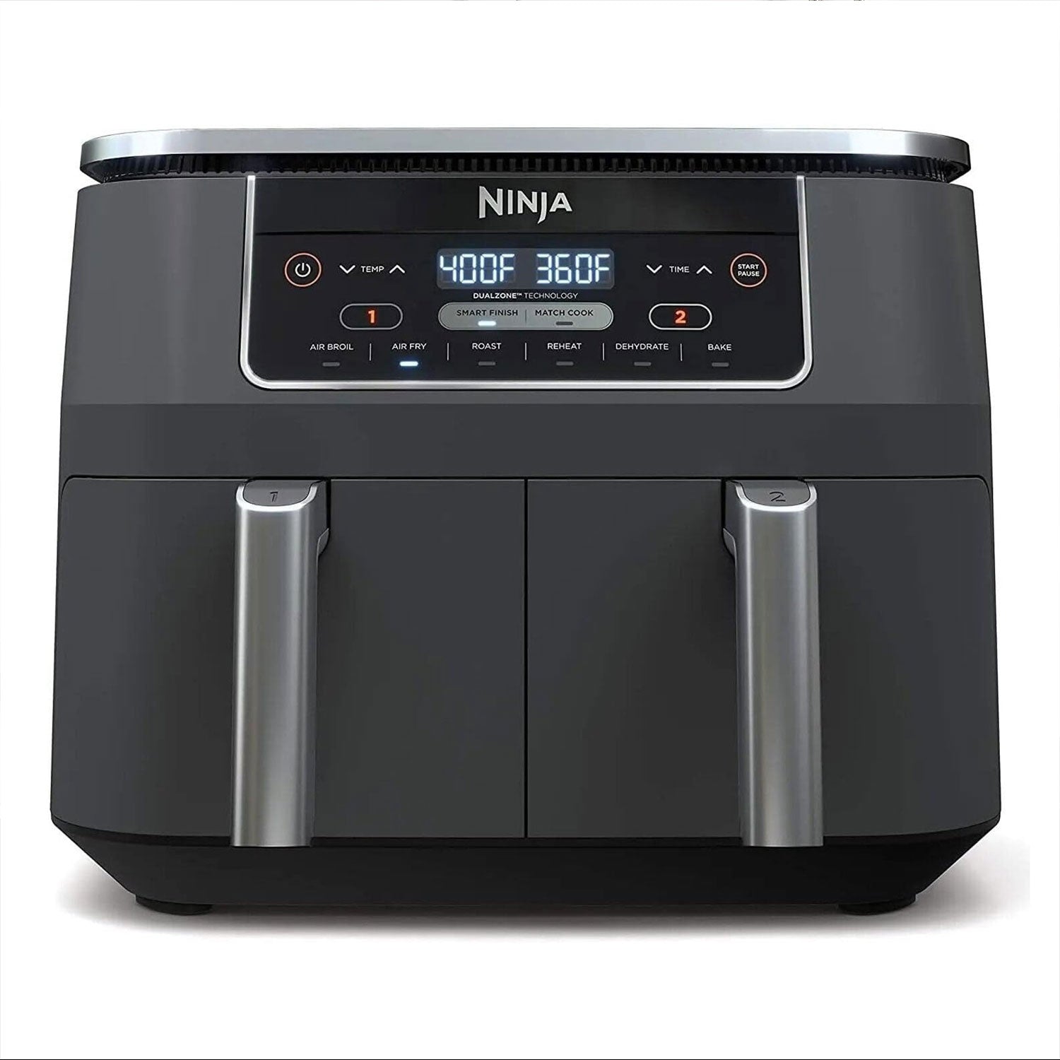 Freidora de aire doble, 6 en 1 Ninja. Air Fryer DZ201 de 7.5 lt antiadherente, con revestimiento de cerámica.