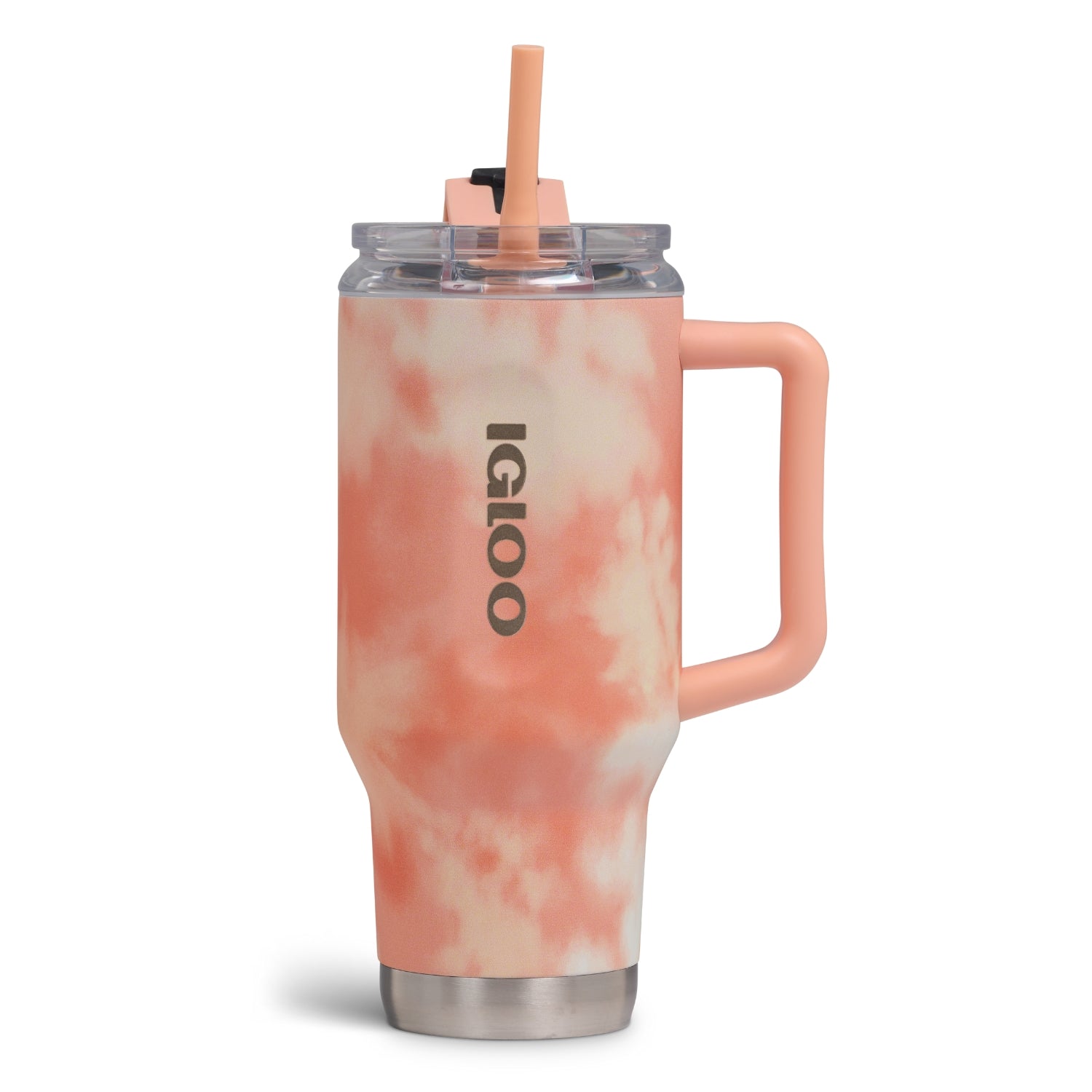 Botella De Agua Termo De 40Oz Igloo Travel. Vaso Térmico De Acero Inoxidable Con Carrizo. Color naranja.