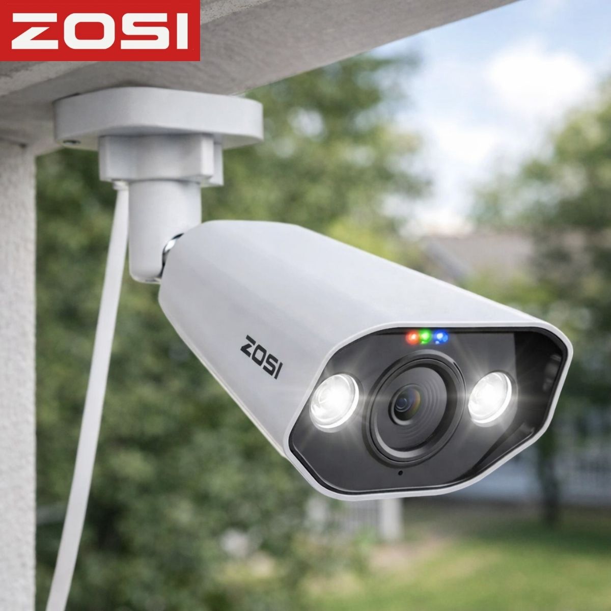 Cámara de Seguridad IP PoE 5MP Exterior Tipo Bala, Visión Nocturna Color 30m, Detección IA de Personas, Rostros, Mascotas y Vehículos, Audio Bidireccional