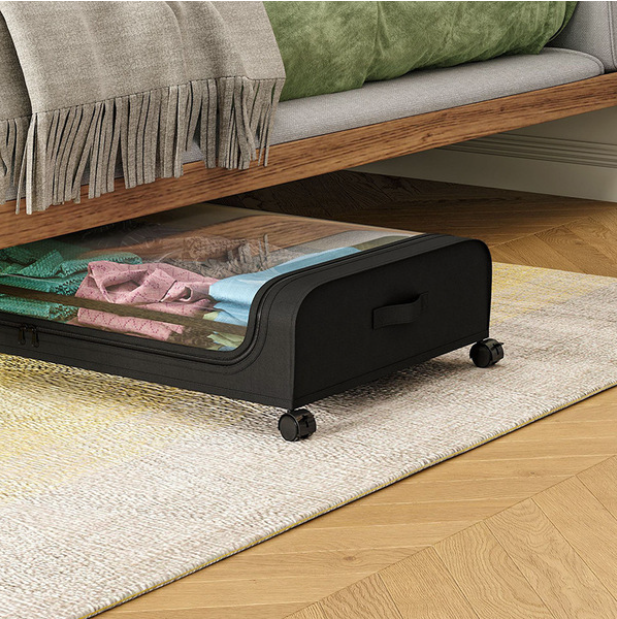 Organizador de Ropa Zapatos Bajo Cama Con Ruedas. Cajón de Almacenaje 31.5 x 17.3 x 6.3”. Caja almacenamiento con ventana transparente
