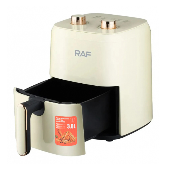Freidora de Aire 3L 1300W 110V 60Hz Control de Perilla Antiadherente 360° Multipropósito Aceite 80% Air Frier