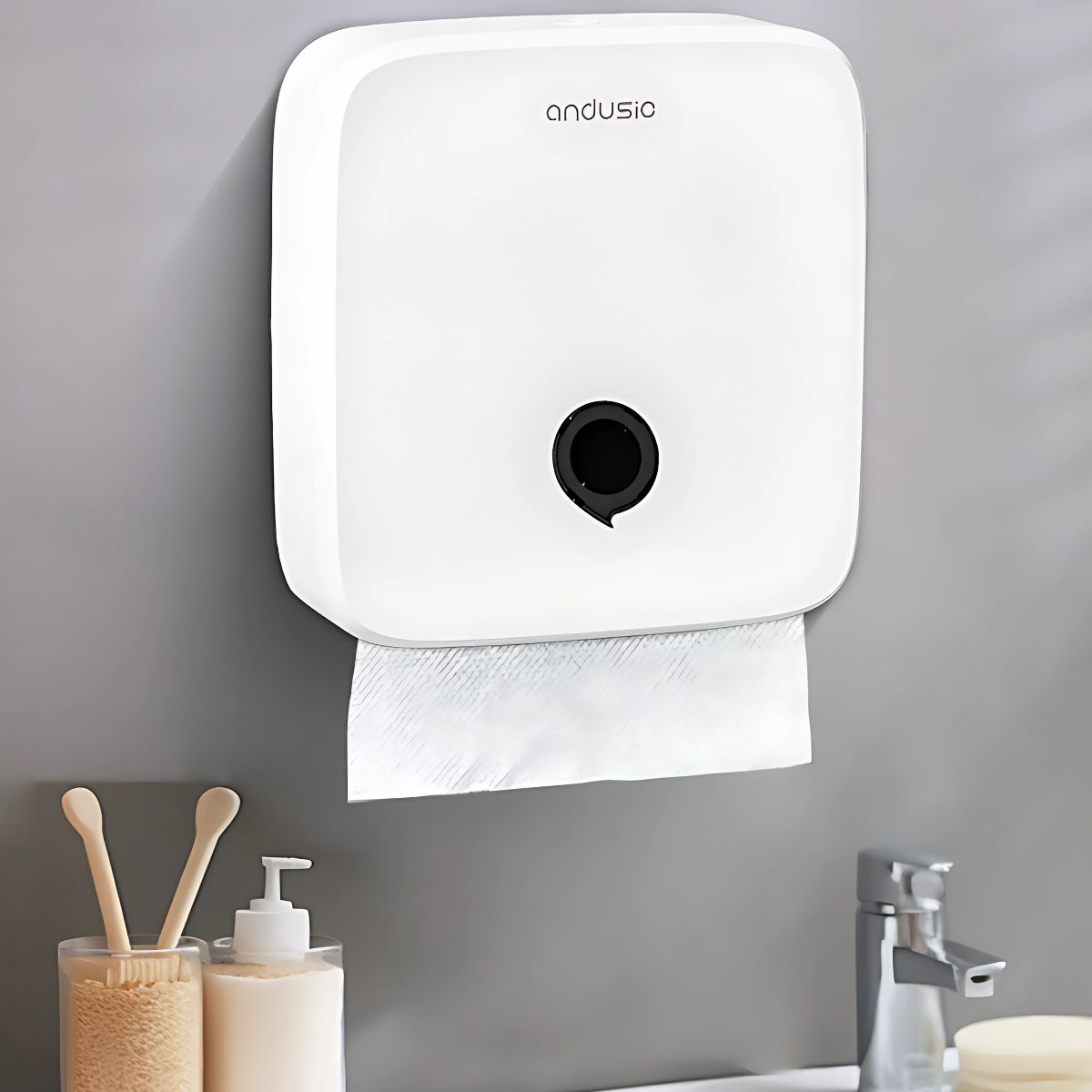 Dispensador de Toallas de Mano Color Blanco. Porta Servilletas de Pared. Caja Dispensadora de Papel 28×26.5×7.8 cm.