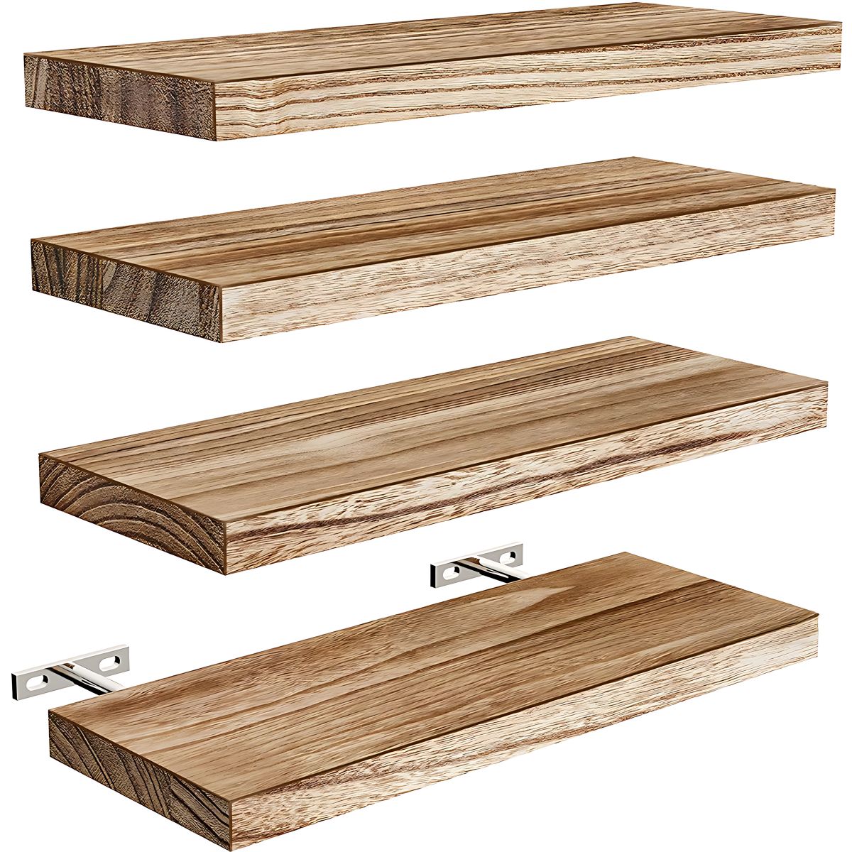 Repisa de pared Flotantes Color Madera Oscura (Set de 4 piezas). Repisas de pared. Tablillas de 40x15cm.