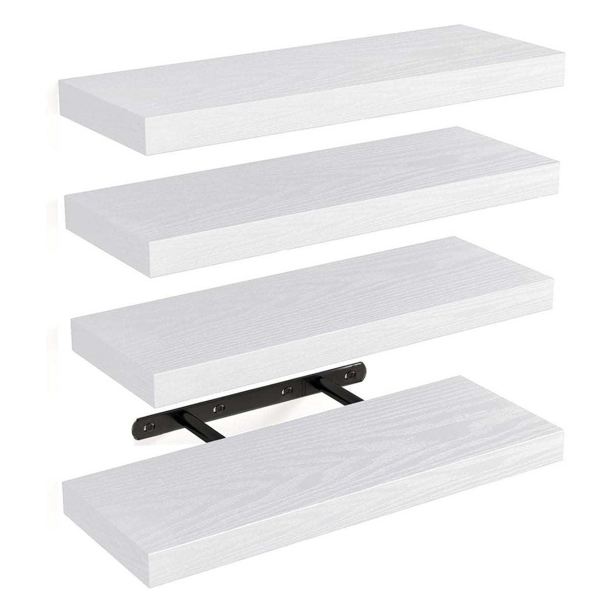 Repisas De Pared (4 Unid.) Set Estanterías Flotantes Multiuso Para Cocina, Baño, Dormitorio. Color Blanco. 40x14.7x1.5cm.
