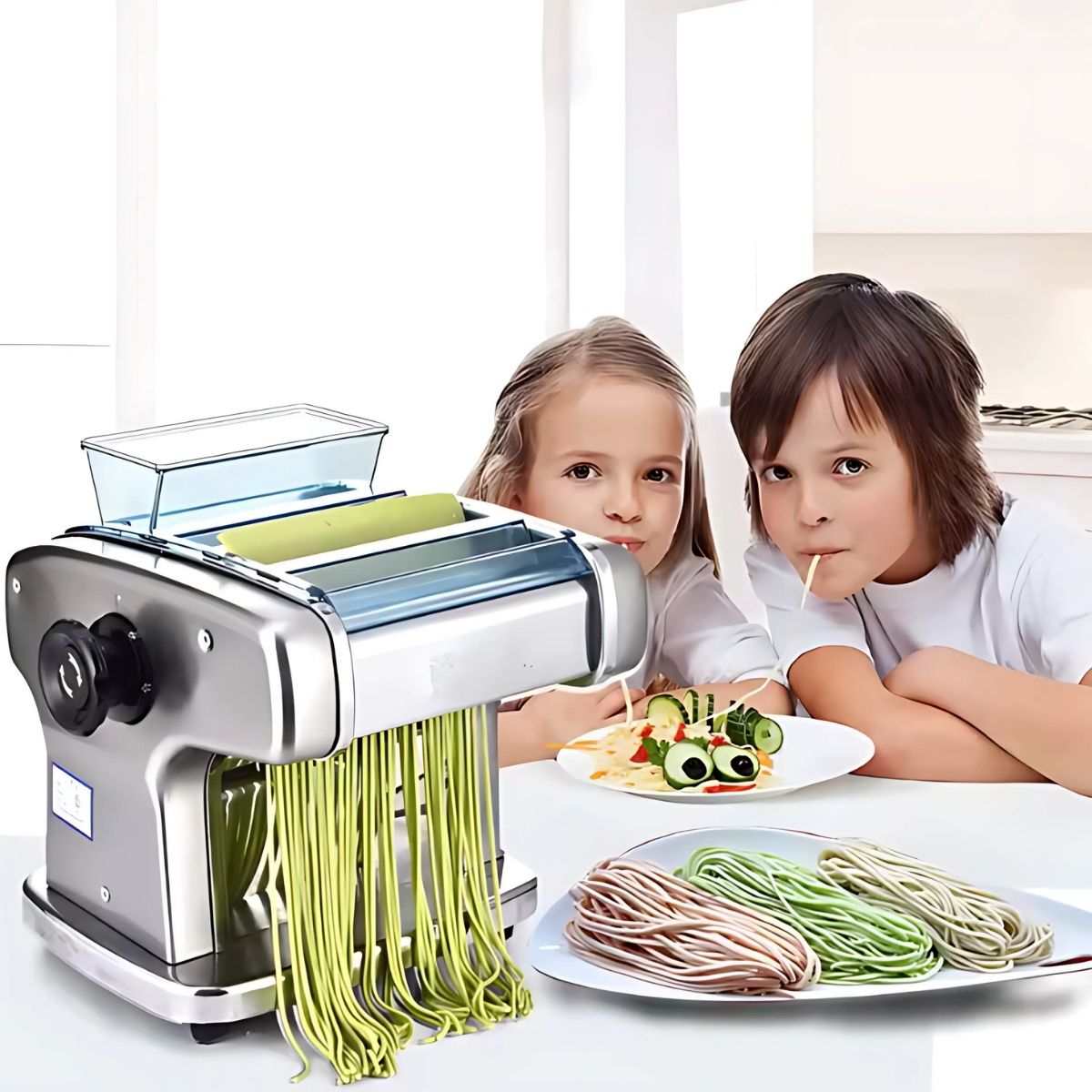 Máquina de Pasta Eléctrica, hacer Spaguetti Fideos Y Dumplings raviolis. Casera 110V