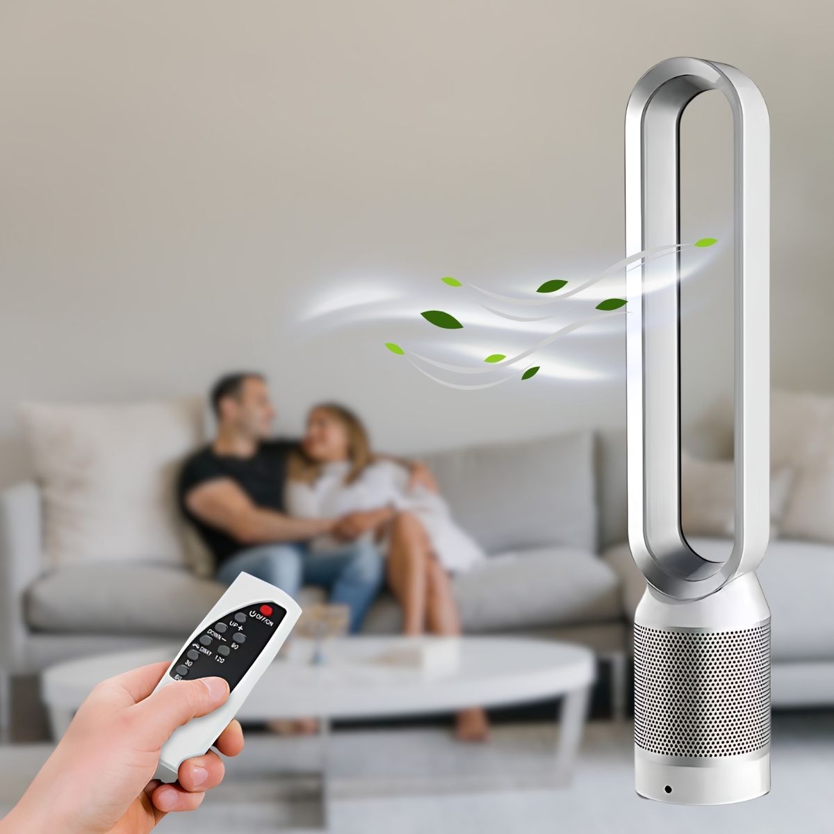 Abanico Sin Aspas Y Purificador De Aire Con Control Remoto. Ventilador