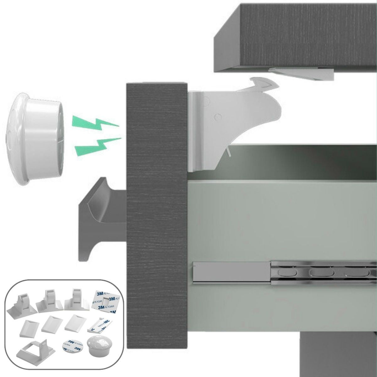 Cerradura De Seguridad Magnética Invisible Para Muebles Y Gabinetes. Protección De Niños (Set de 4 Cerraduras).
