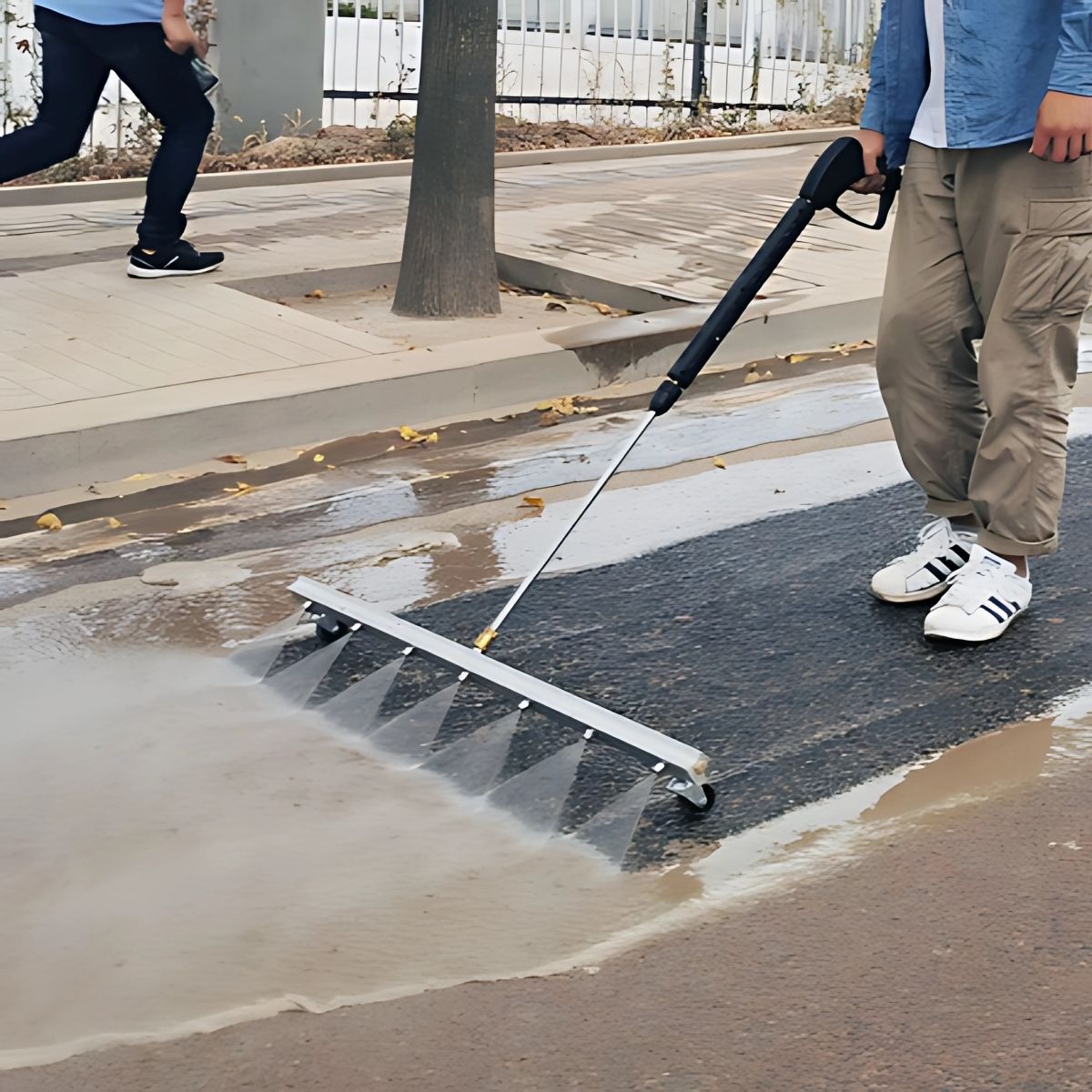 Escoba de agua limpiador de superficies para limpiar áreas planas como aceras y calzadas. Alta Presión De 7 Boquillas Conector 1⁄4" Varilla Y Extensores. Accesorio Hidrolavadoras De 39.4" (1m).