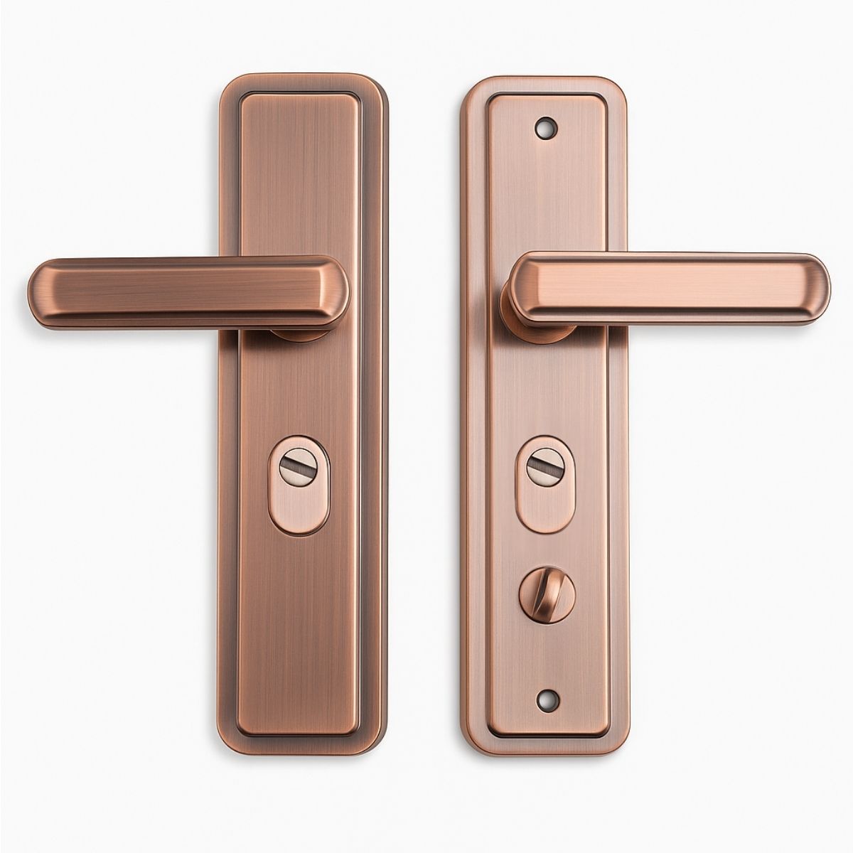 Manija (Chapa) De Puerta De Doble Tracción. Tirador Doble Resorte Con Placa De Acero Inoxidable 280x70mm. Distancia entre orificios 235mm. Bronce (No Incluye Cerradura)