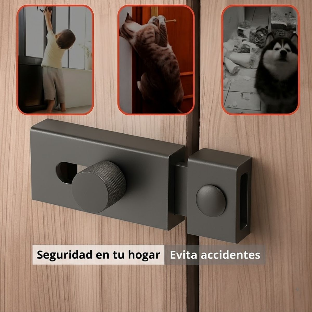 Picaporte Cerrojo Pasador Tipo Perno De Seguridad De 3” (8 Cm) En Aleación De Aluminio Con Instalación Sin Tornillos Para Puertas Y Ventanas. Aldaba. Color Gris