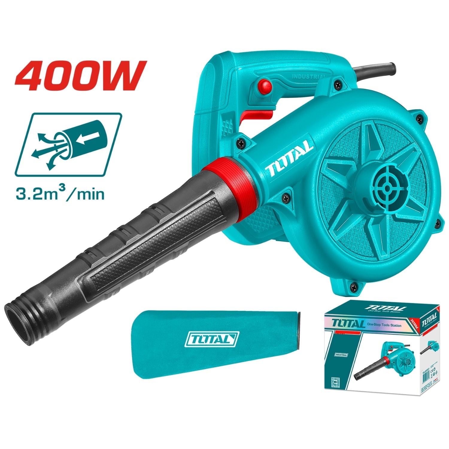 Sopladora Total 110V-120V~60Hz 400W. 16,000 rpm 3.2 m³/min