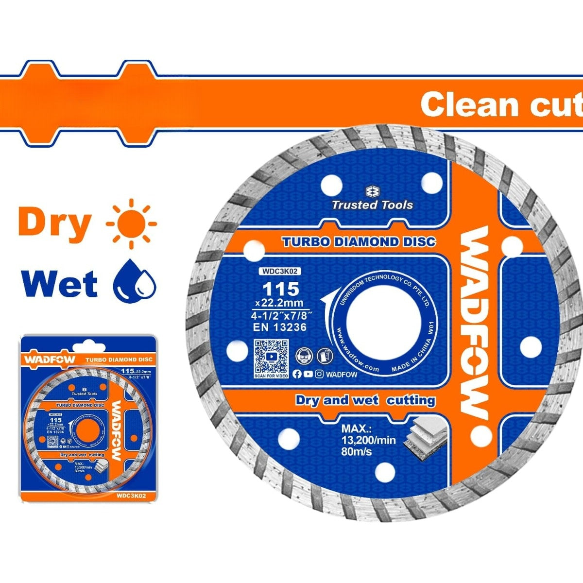 Discos Diamantados Turbo para Concreto. Corte limpio. Húmedo y Seco. Ancho de la Hoja: 7.5mm