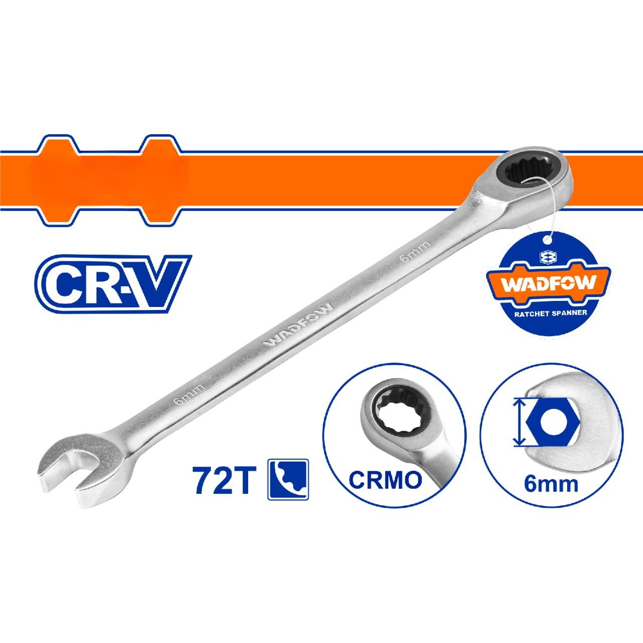 Llaves combinadas con Ratchet Cr-V Cromada. Acabado Mate. 72 dientes. (1 pieza)