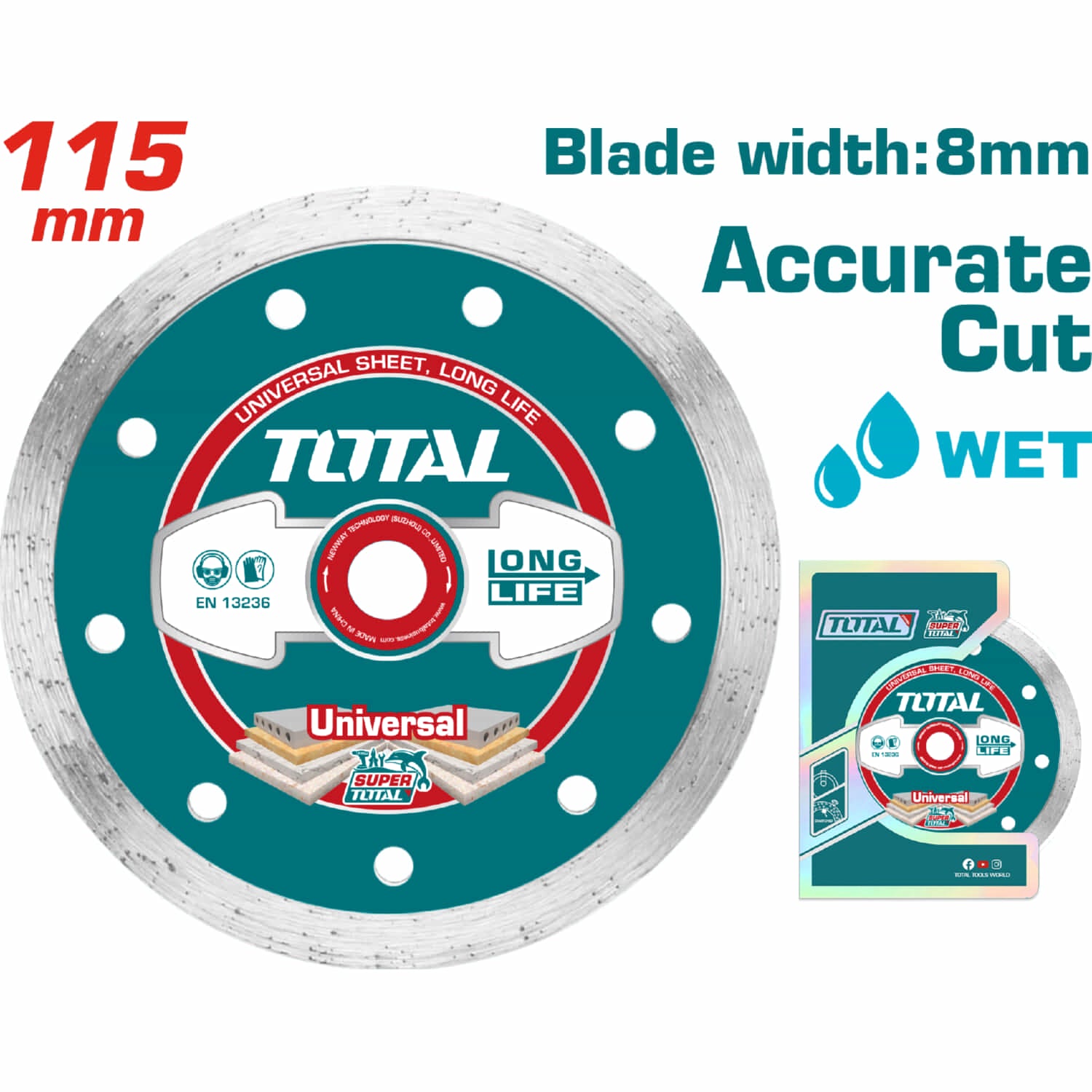Disco de diamante liso para usar con agua 115(4-1/2")X22mm, Ancho de sierra:5mm