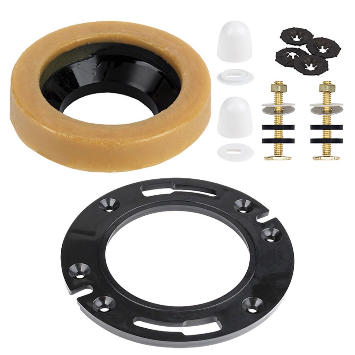 Anillo de cera Kit de instalación para inodoros con brida sanitaria y tornillos.