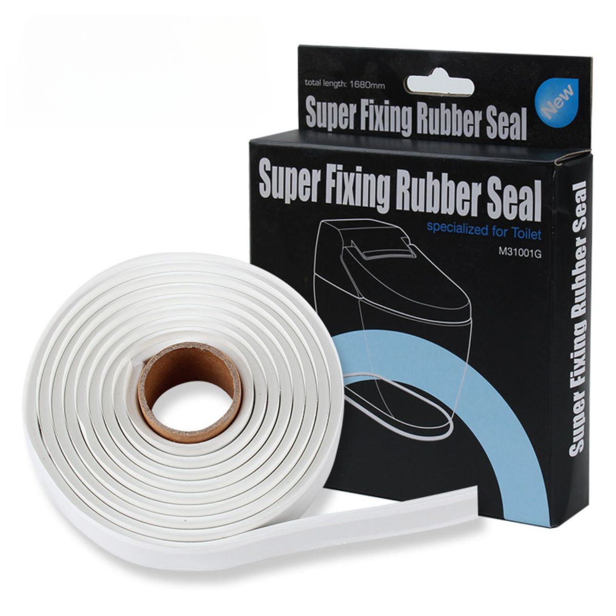 Cinta Selladora Impermeable Adhesiva para Inodoros y Lavamanos baño Goma Flexible Antifugas de 1680mm.