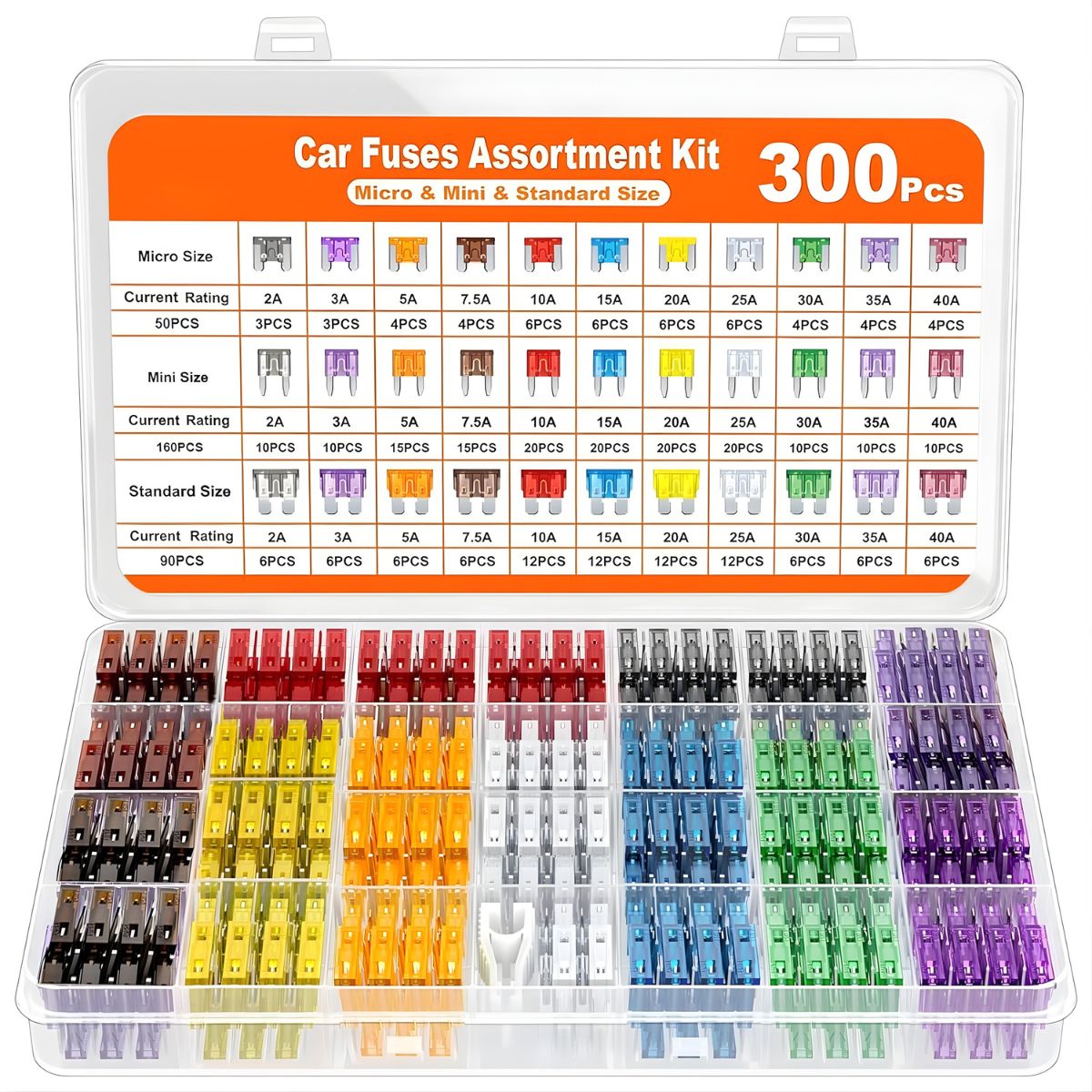 Fusibles Para Carro Surtidos. Kit Completo De 300 Pzs. Fusible Mini, Micro Y Estándar Automotriz.