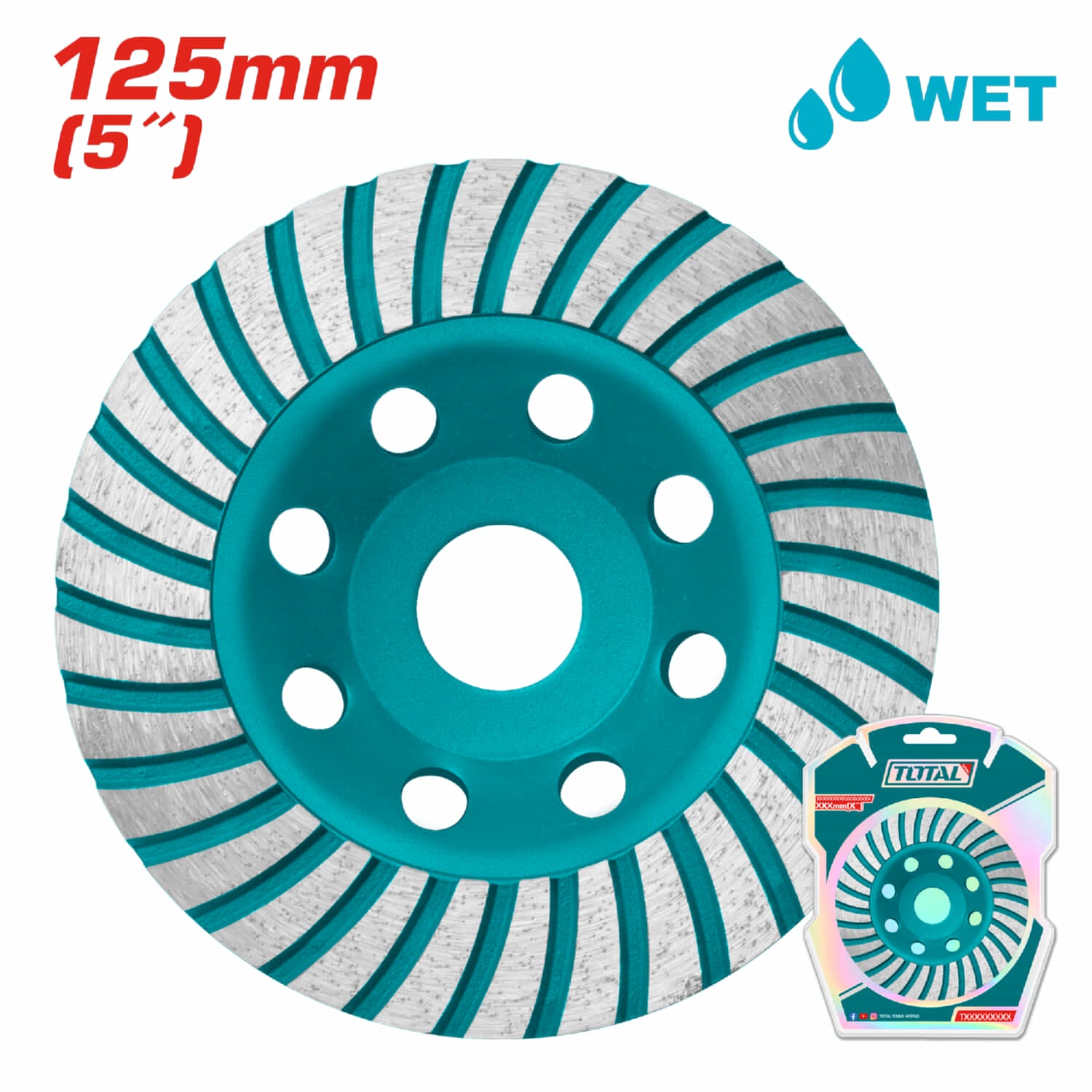 Disco De Desbaste Para Concreto 5" (125mm) Superficie Húmeda. Rueda Copa De Diamante.