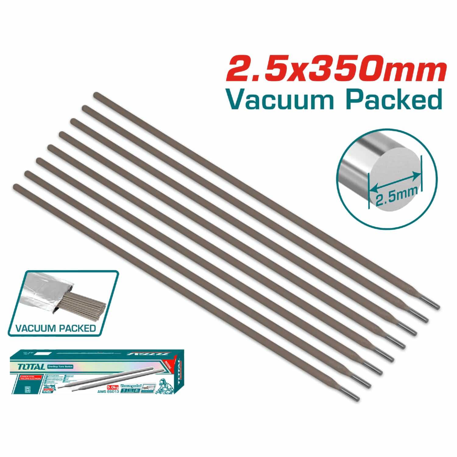 Electrodo E6013 de acero al carbono para Soldadura. 3/32" (2.5×350 mm). Viene en paquete de 5 kg (11 lbs).