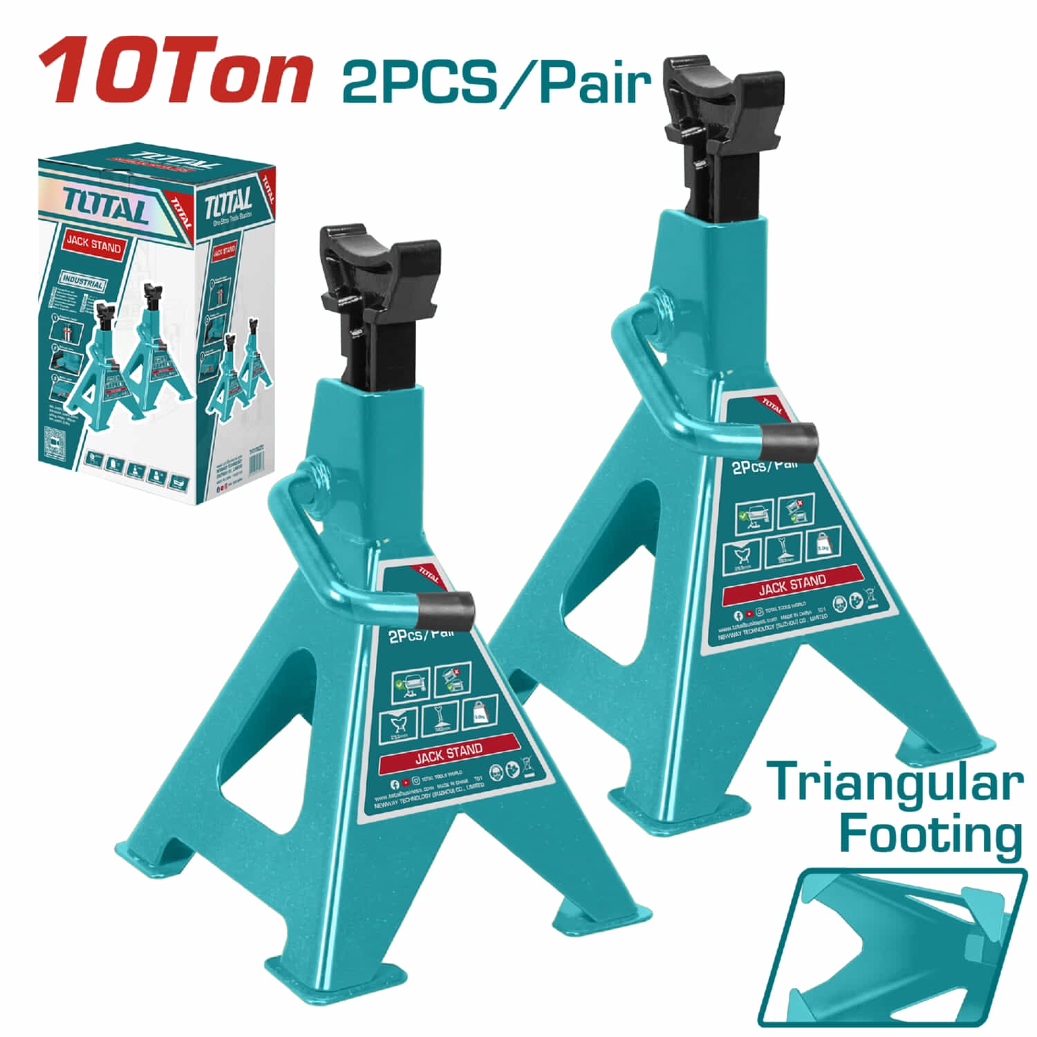 Gatos De Soporte 10 Toneladas. Altura min: 455mm. Altura Max: 705mm. (Set de 2 piezas) Jack Stand.