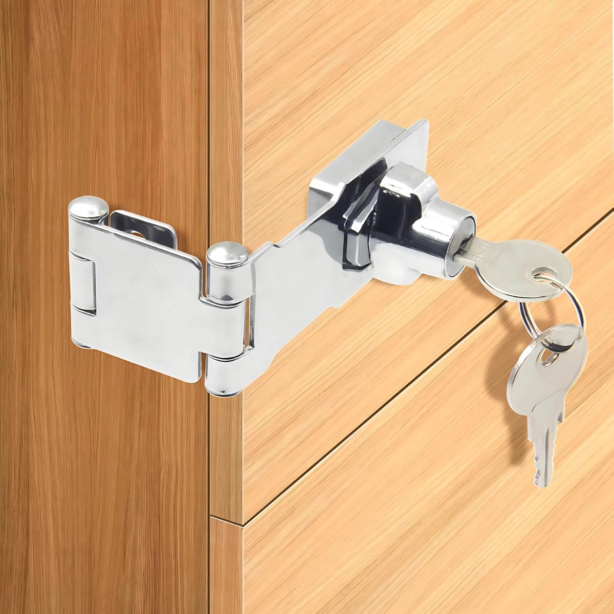 Cerrojo con Cerradura y Llave para Puertas y Cajones. Cerradura de gabinete de doble bisagra.tipo aldaba