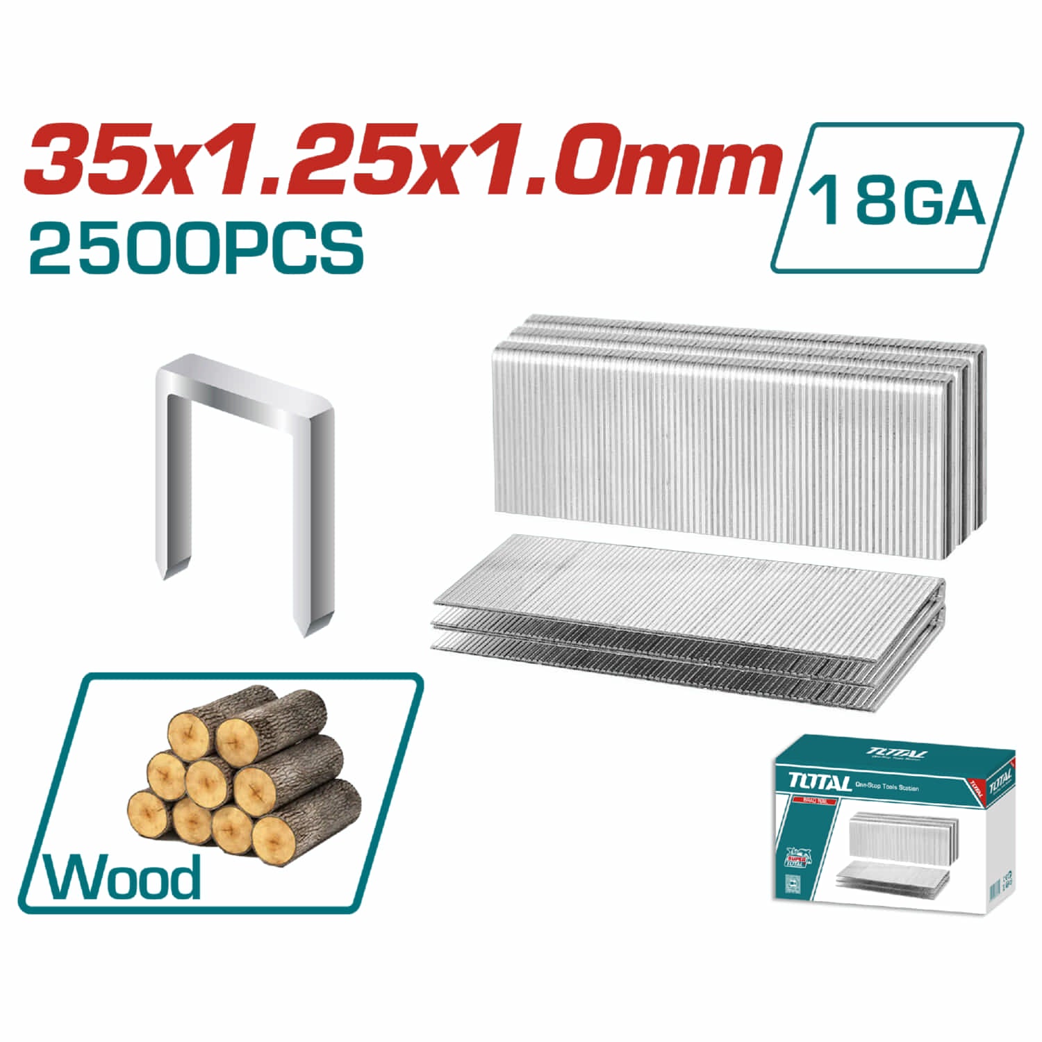 Grapas para clavadora de aire (2500 pcs) cal.18 TAT81501