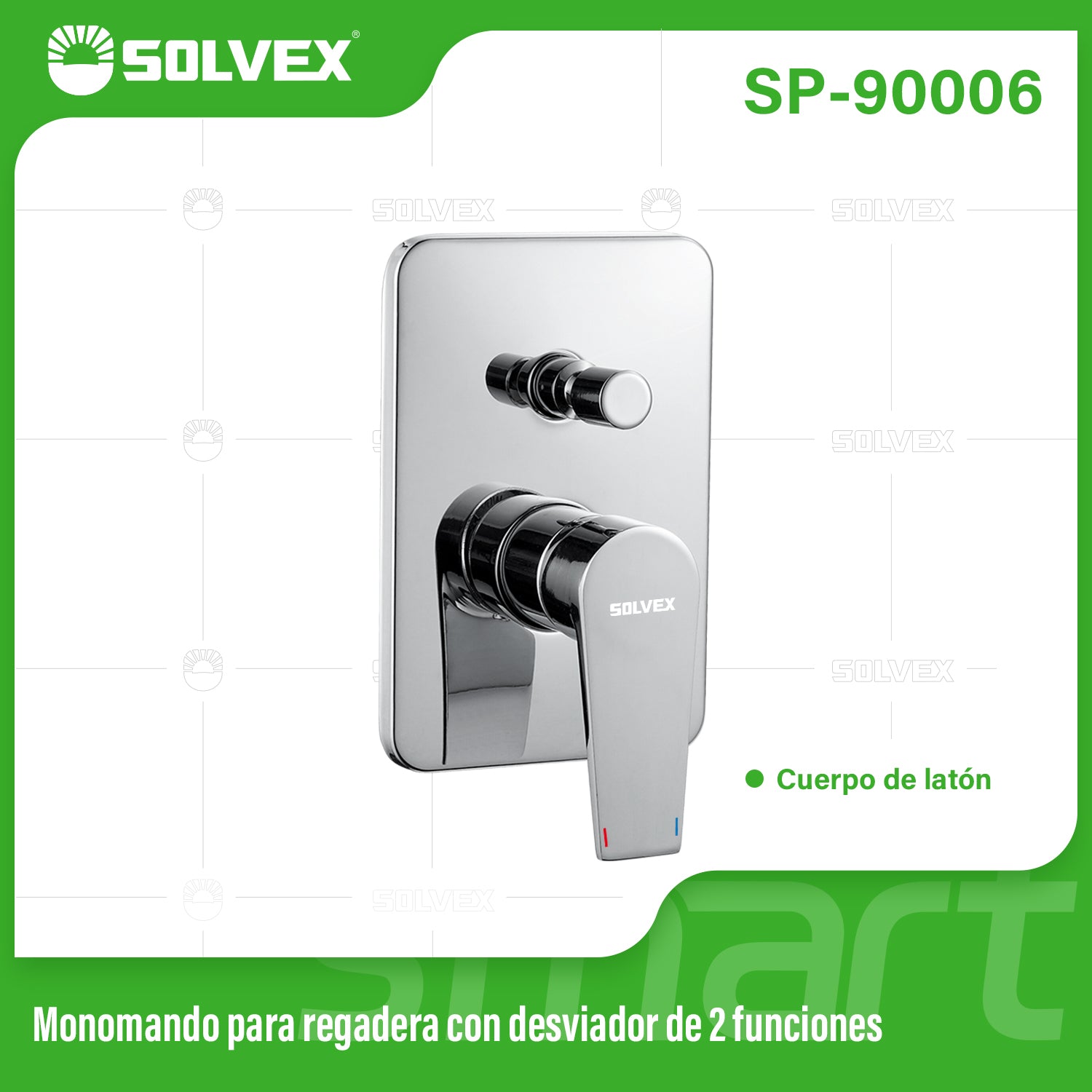 Llave de palanca maneral para ducha. Mezcladora Monomando para Regadera con Desviador de 2 Funciones para Empotrar.