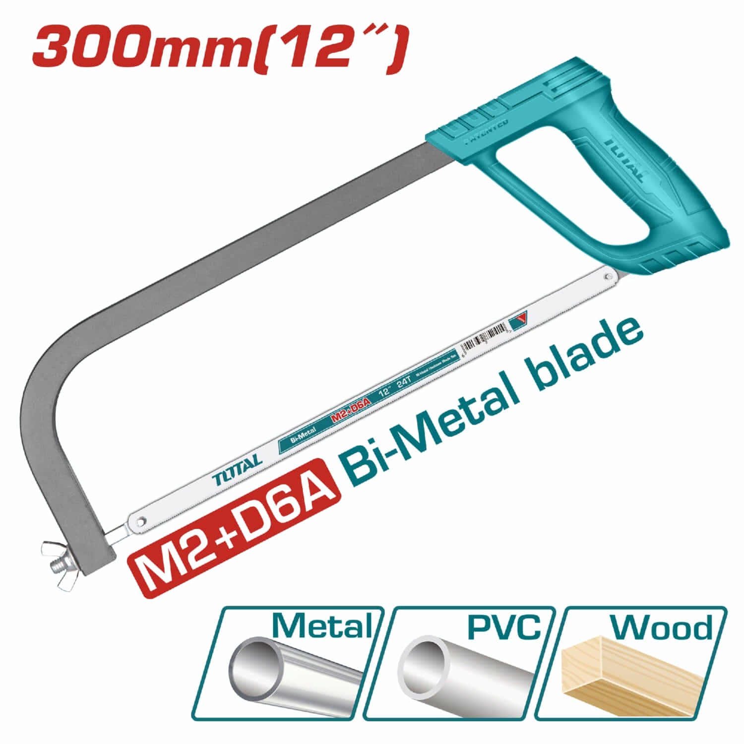 Segueta para Metal de 300 mm / 12". Incluye 1 Hoja de Sierra de 65 Mn.