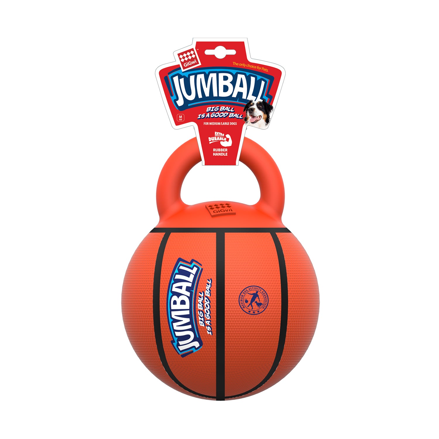 Pelota JUMBALL naranja con asa para mascota