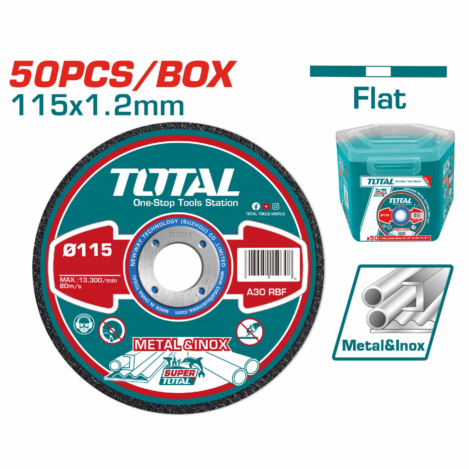 Kit en lata de 50 discos corte de metal y acero inoxidable.