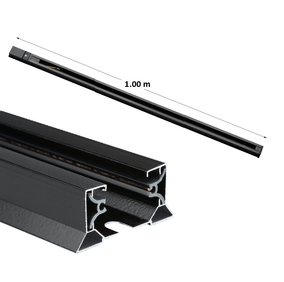 Riel Negro de Aluminio 1M Para lamparas LED Iluminación.