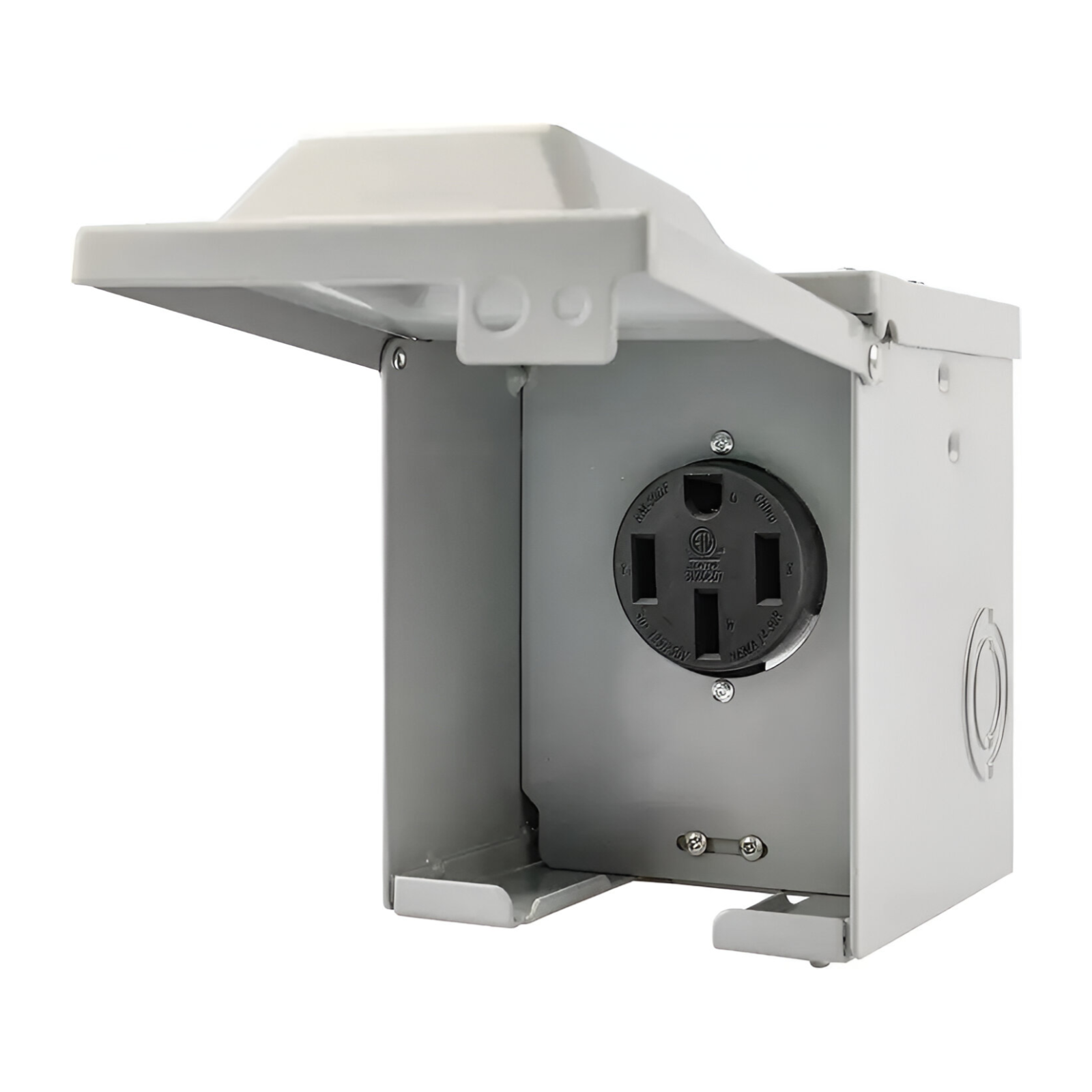 Caja tomacorriente NEMA 14-50R 50 amperios, 125/250V, con tapa para exteriores para autos eléctricos