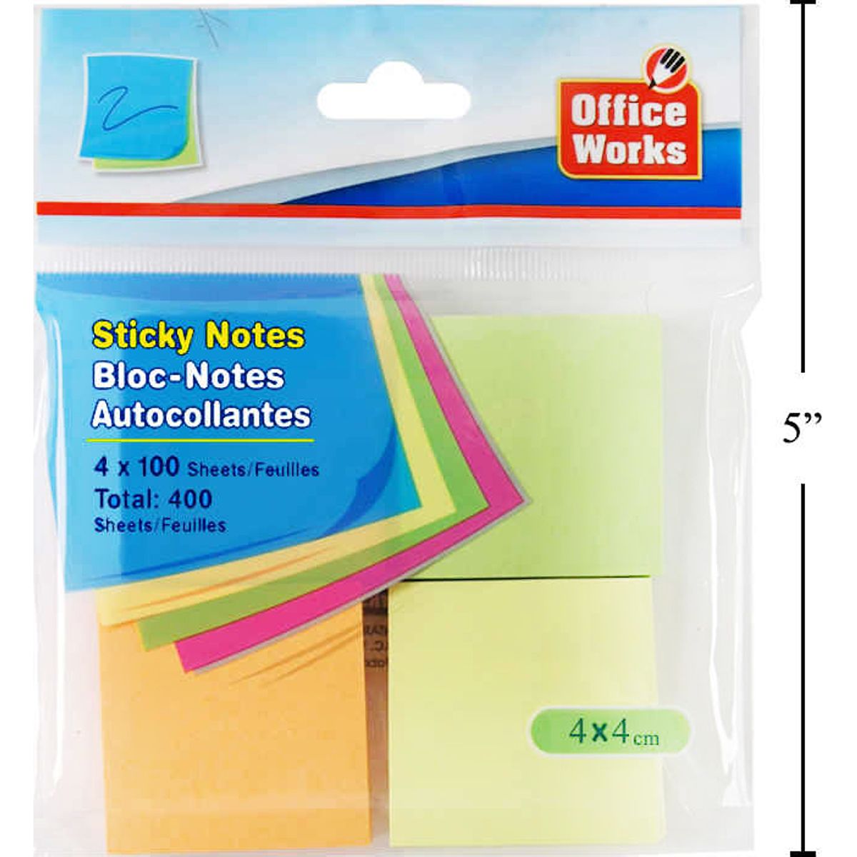 4 x 100 Hojas Post it Neon Hojas notas Adhesivas Memo, 4x4cm, pbh