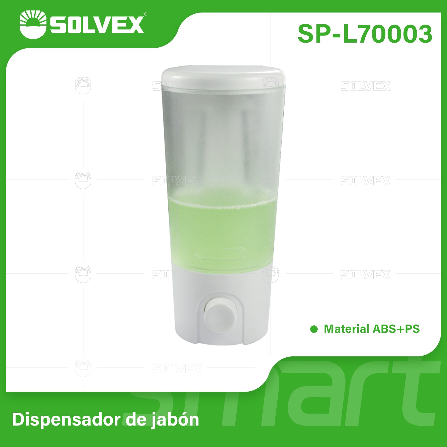 Dispensador de Jabón Líquido 380ml. Color blanco. Montaje de Pared Resistente para Baño y Cocina.
