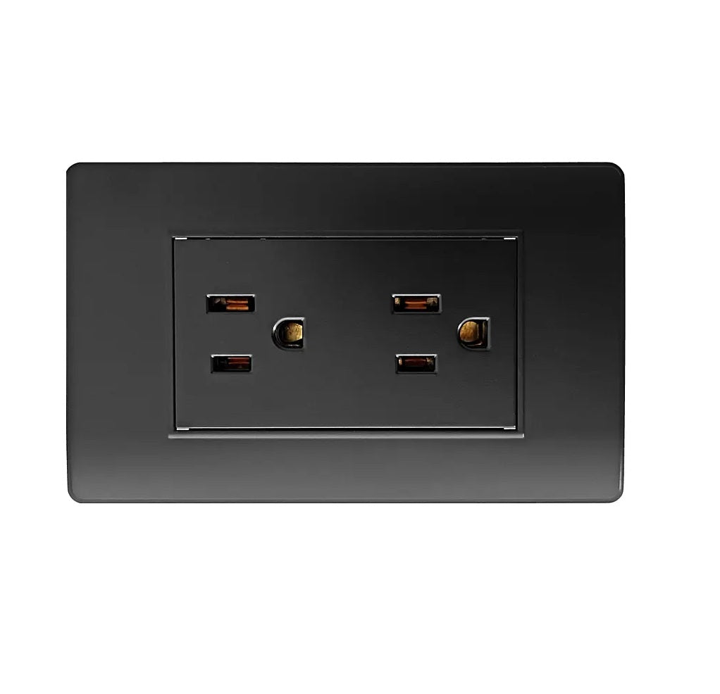 Tomacorriente doble 15 Amperios-125Volt 60Hz color negro