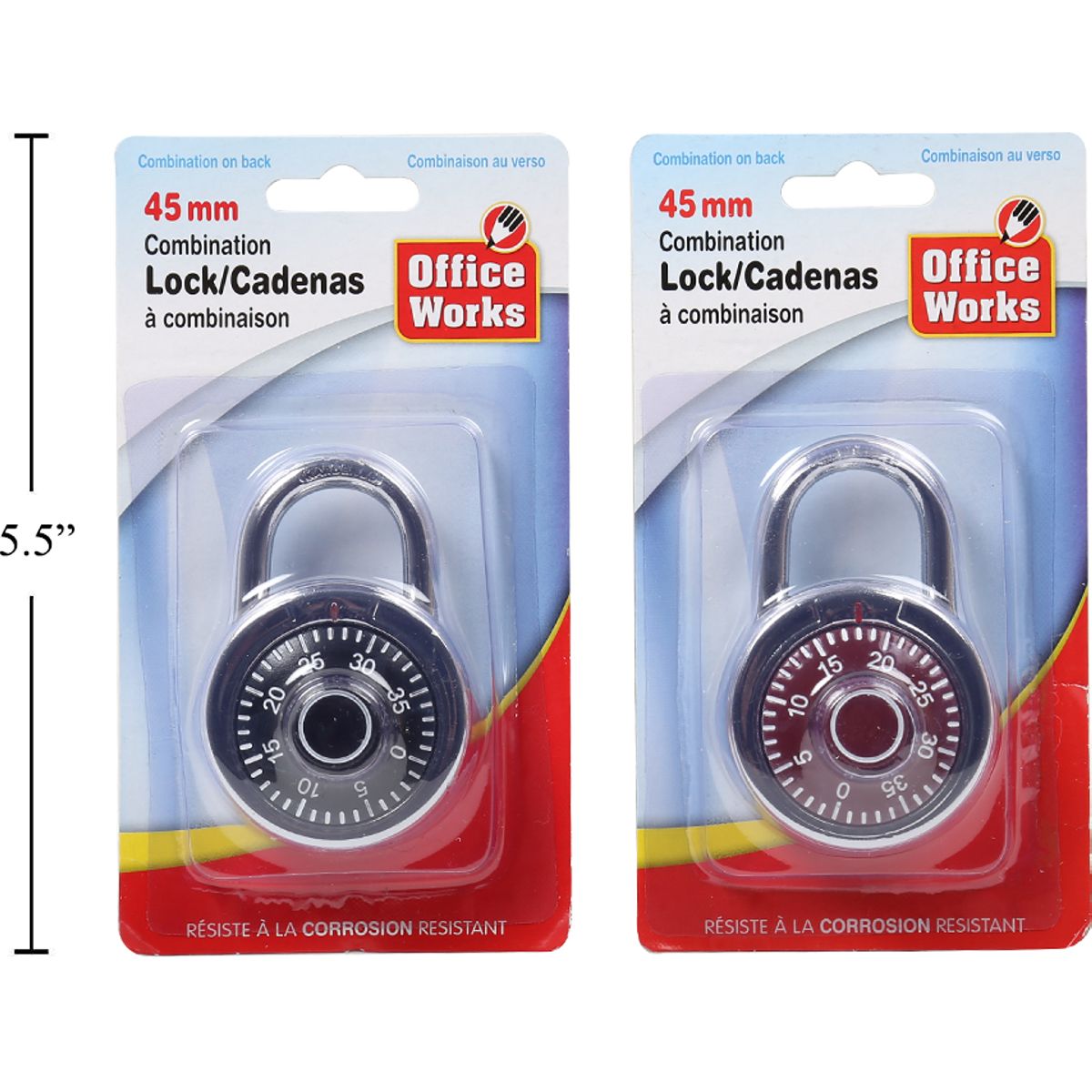 Candado de combinación de 45 mm, cromado (1pza) (Viene en colores variados al azar)