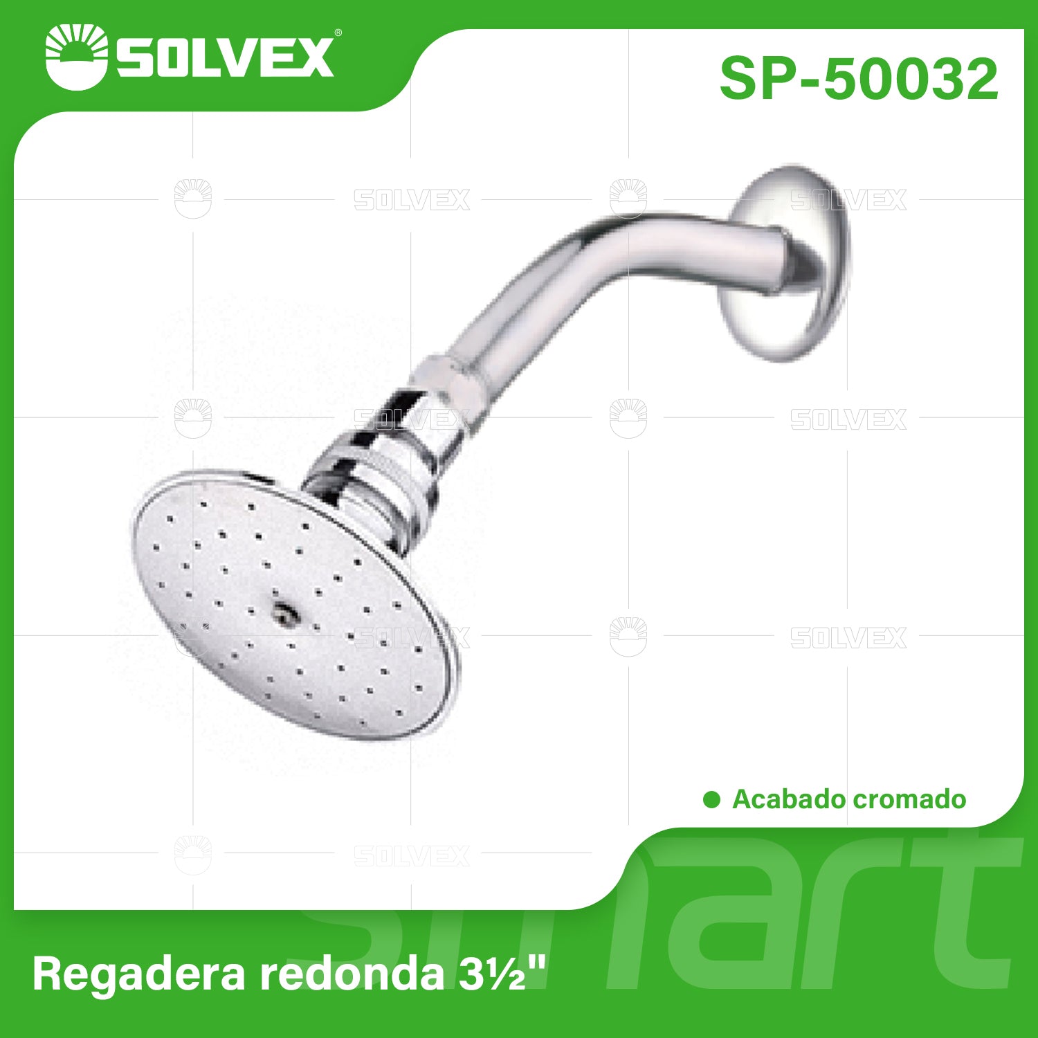 Regadera para Ducha Redonda 3½" Cromada. Cabezal con Reductor Removible para Mayor Caudal.