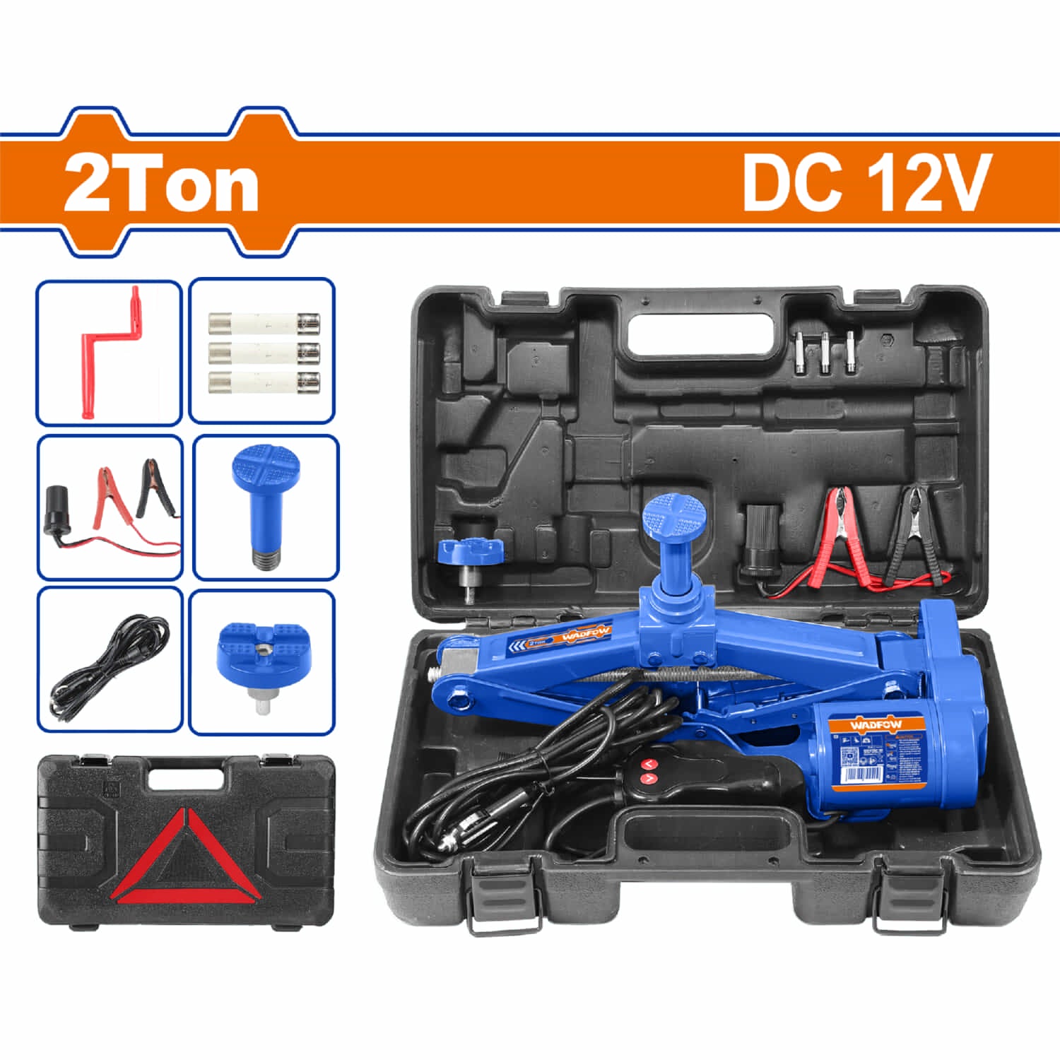 Gato de Tijera Eléctrico 2T 12V Potencia 100W 15A Rango 120-370mm